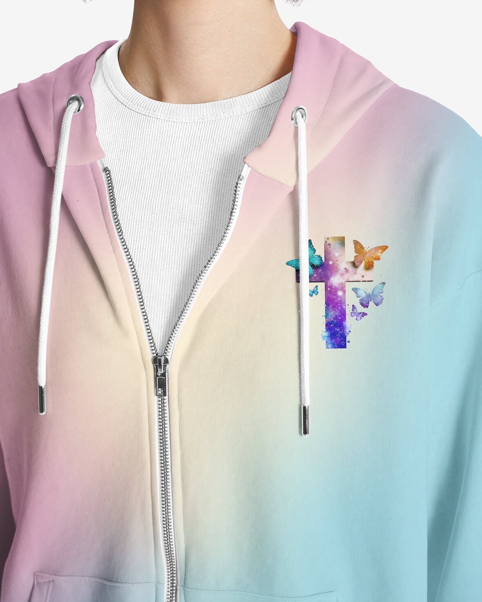 Butterfly Faith Hope Love All Over Print Zip Hoodie