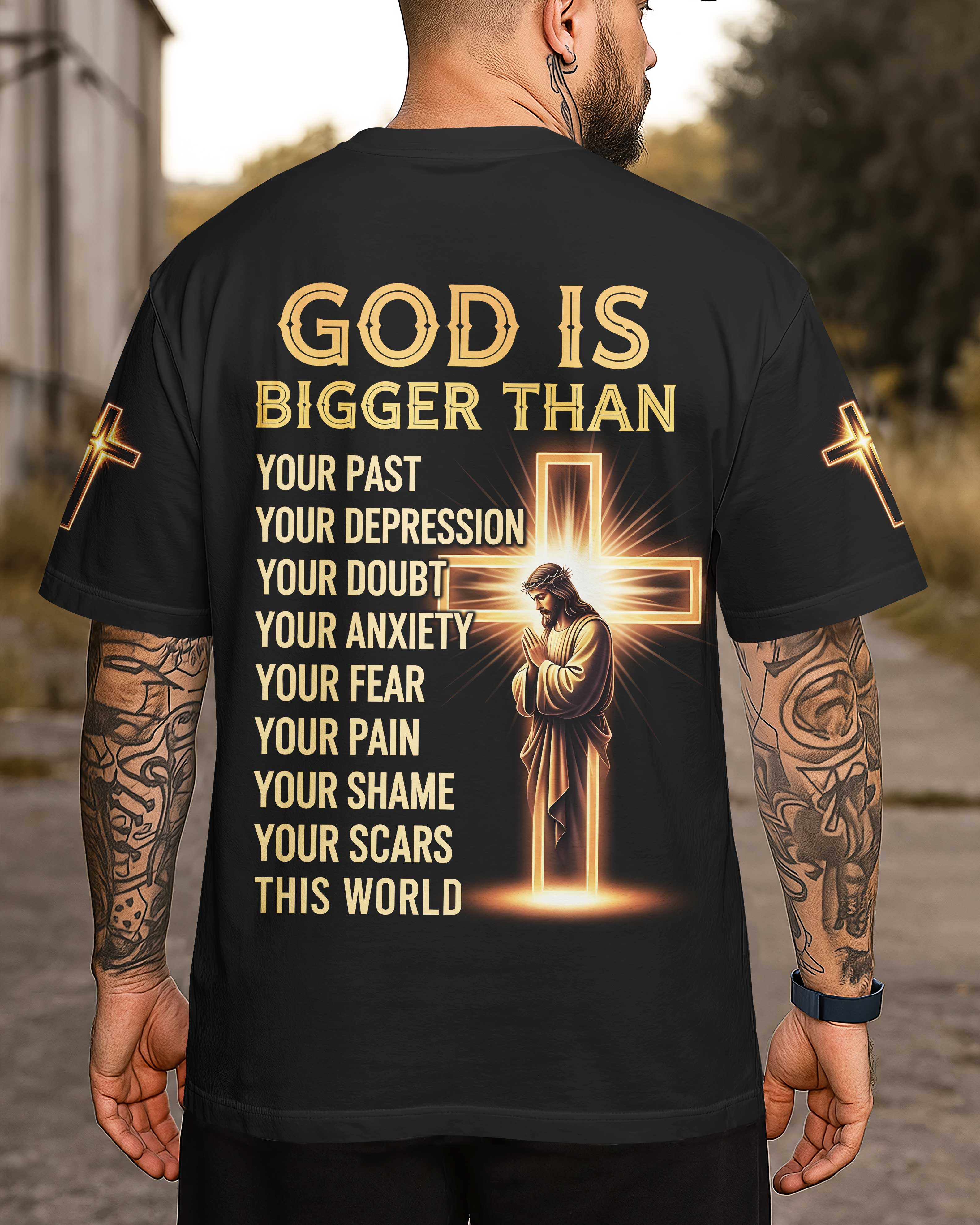 God Is Bigger Than All Over Print T-Shirt