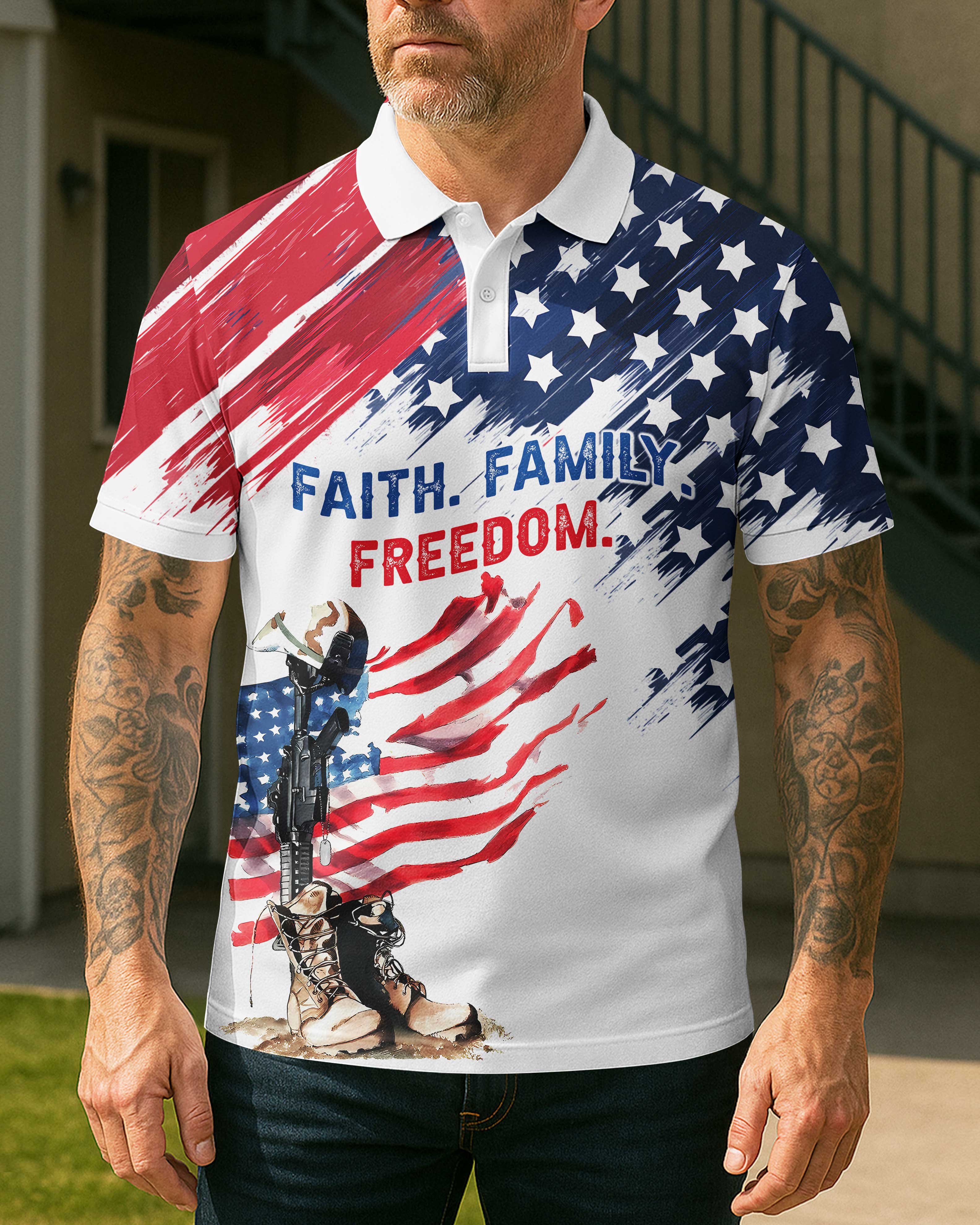 Blessed Are The Defenders Of Liberty All Over Print Polo