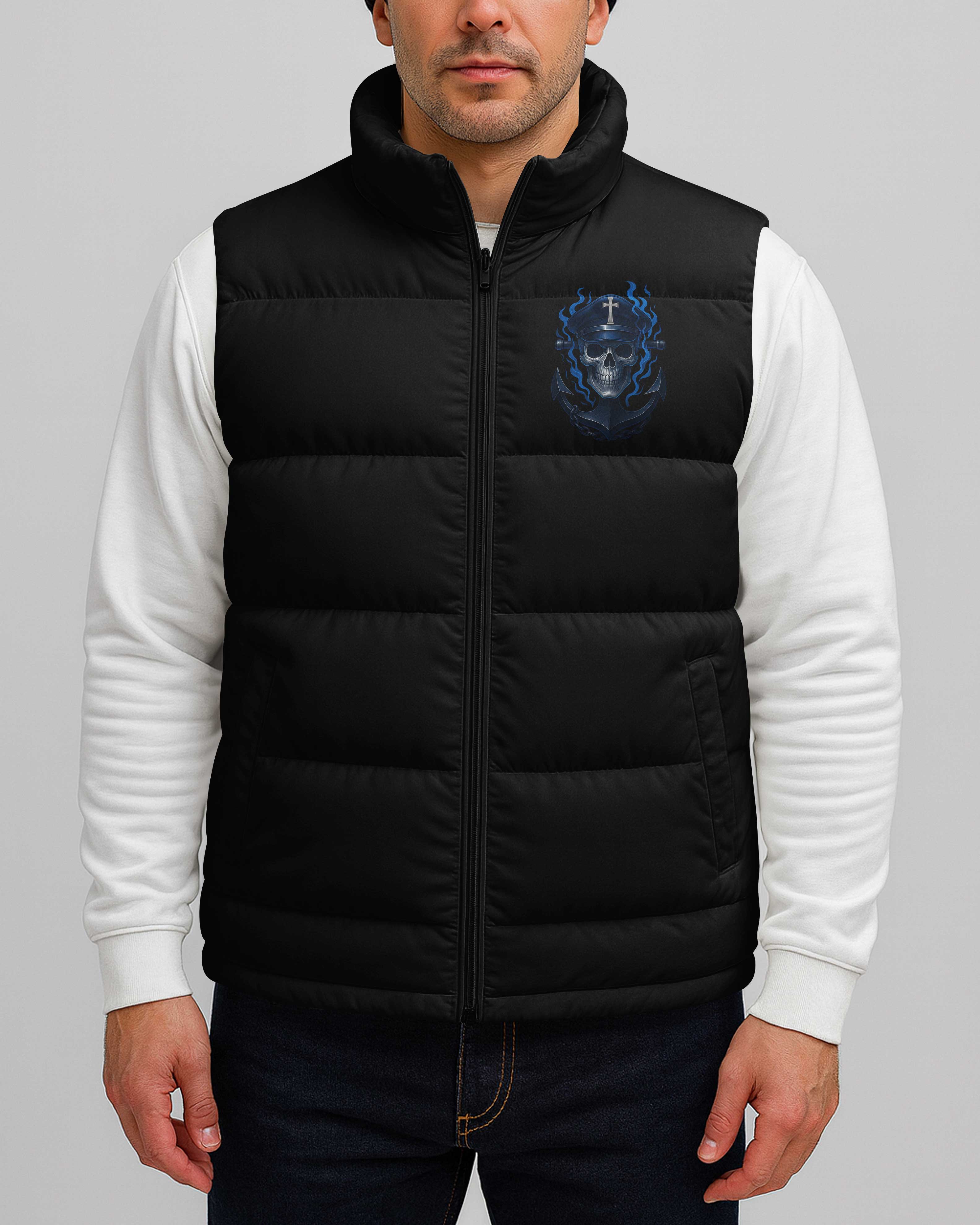 When Army Strong Isn't Enough God Sent U.S. Navy All Over Print Sleeveless Puffer Jacket