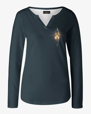 He Died For Me So I'll Live For Him All Over Print V-neck Long Sleeves Shirt