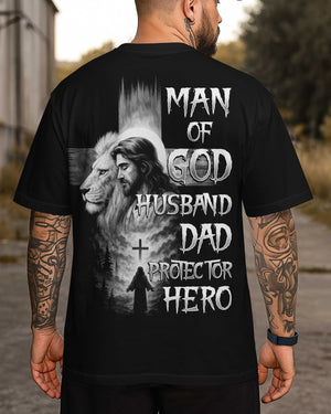 Man Of God Husband Dad Protector Hero Shirt