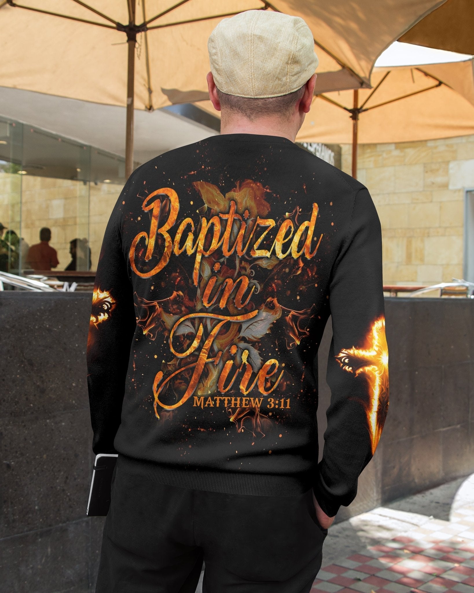 Baptized In Fire All Over Print Sweater