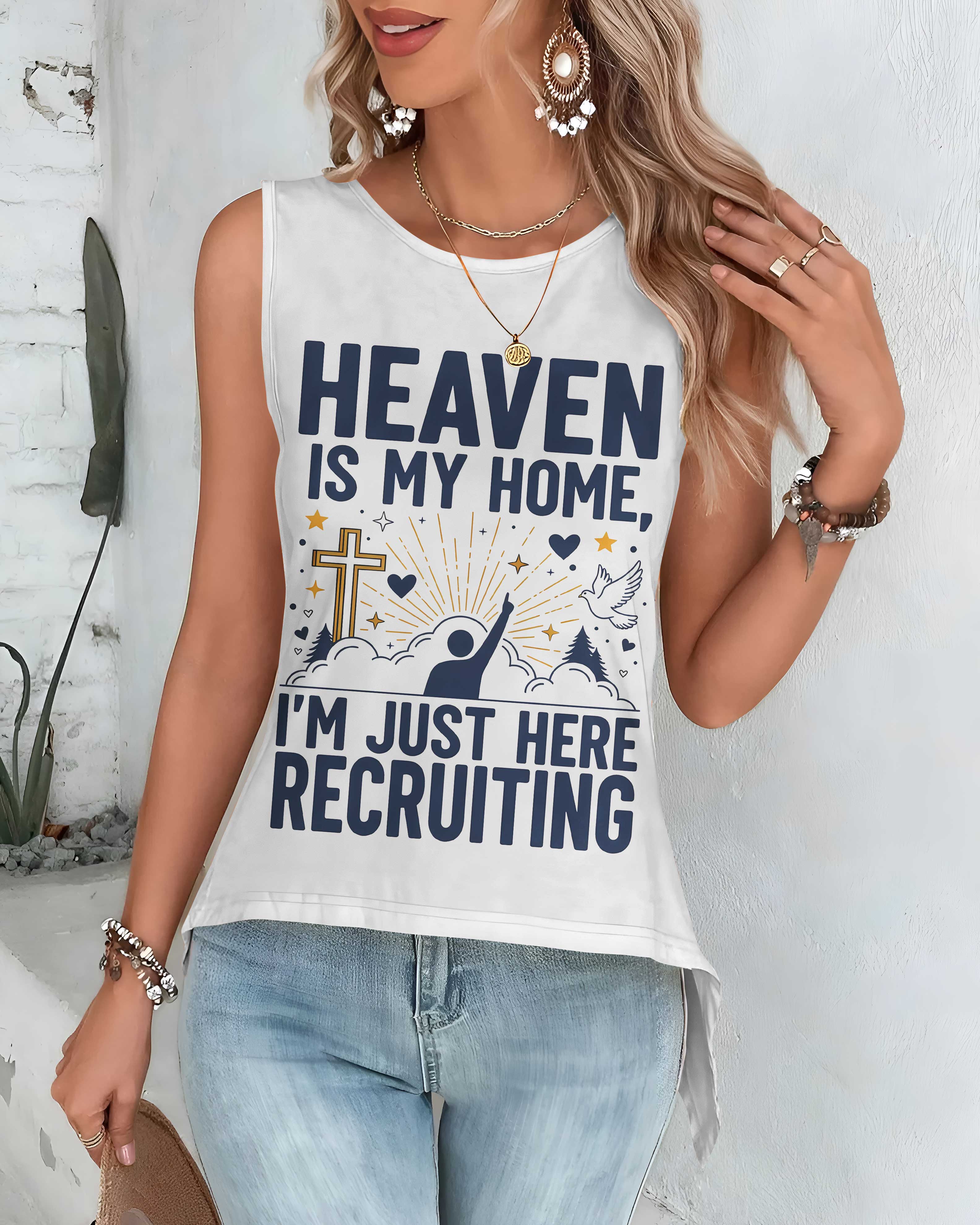 Heaven Is My Home I'm Just Here Recruiting All Over Print Crop Out Wrap Back Tank Top