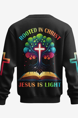Rooted In Christ Jesus Is Light All Over Print Sweater