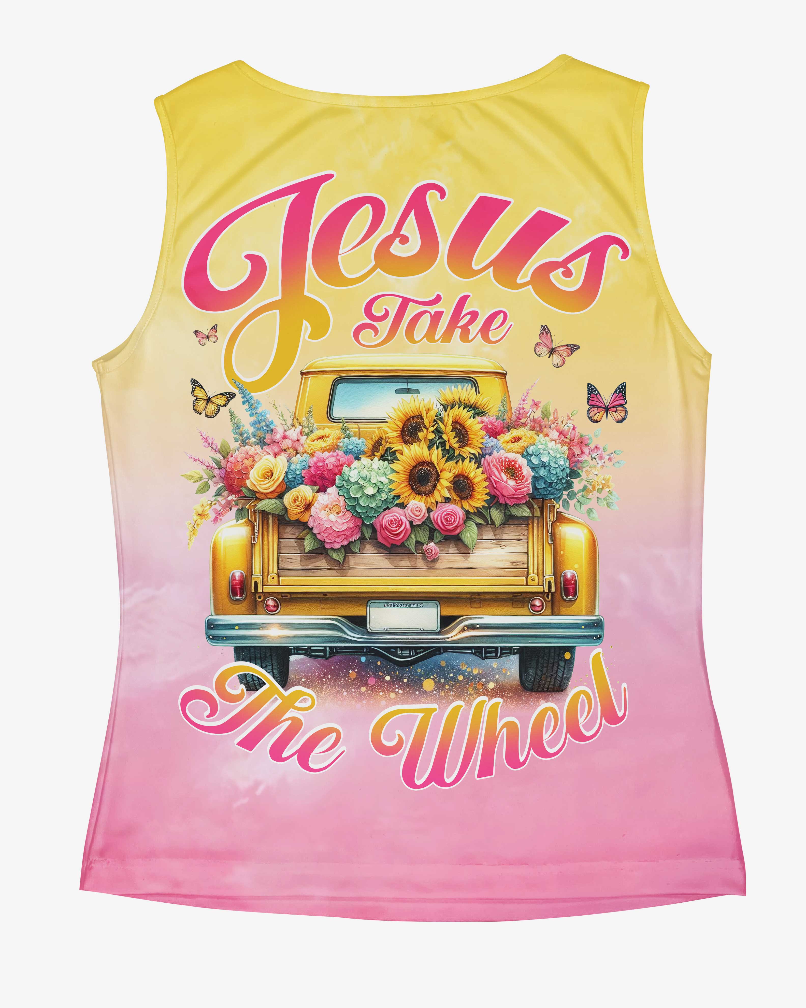 Jesus Take The Wheel All Over Print V-neck Tank Top