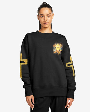 God Steps In Miracles Happen All Over Print Sweater