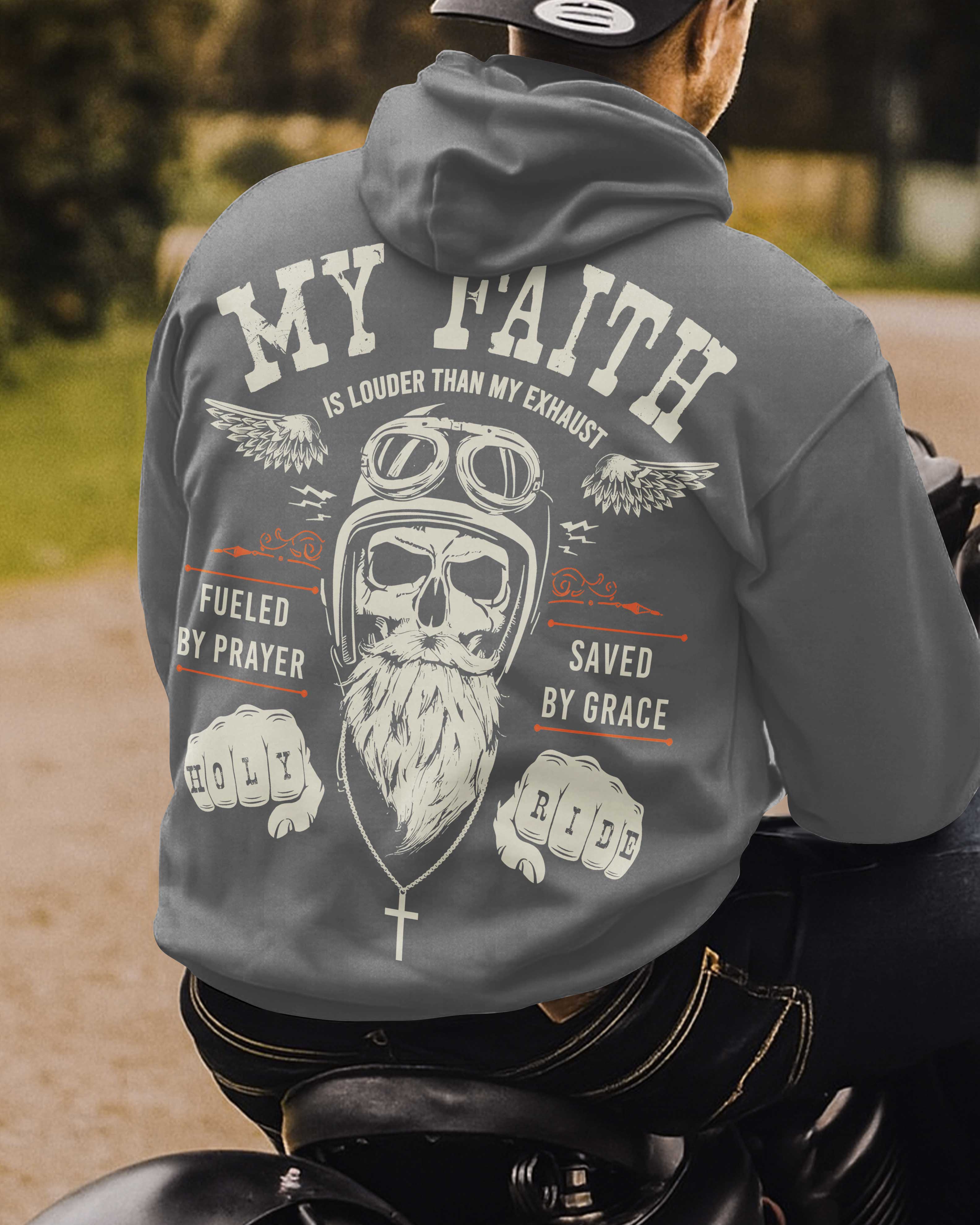 My Faith Is Louder Than My Exhaust All Over Print Hoodie