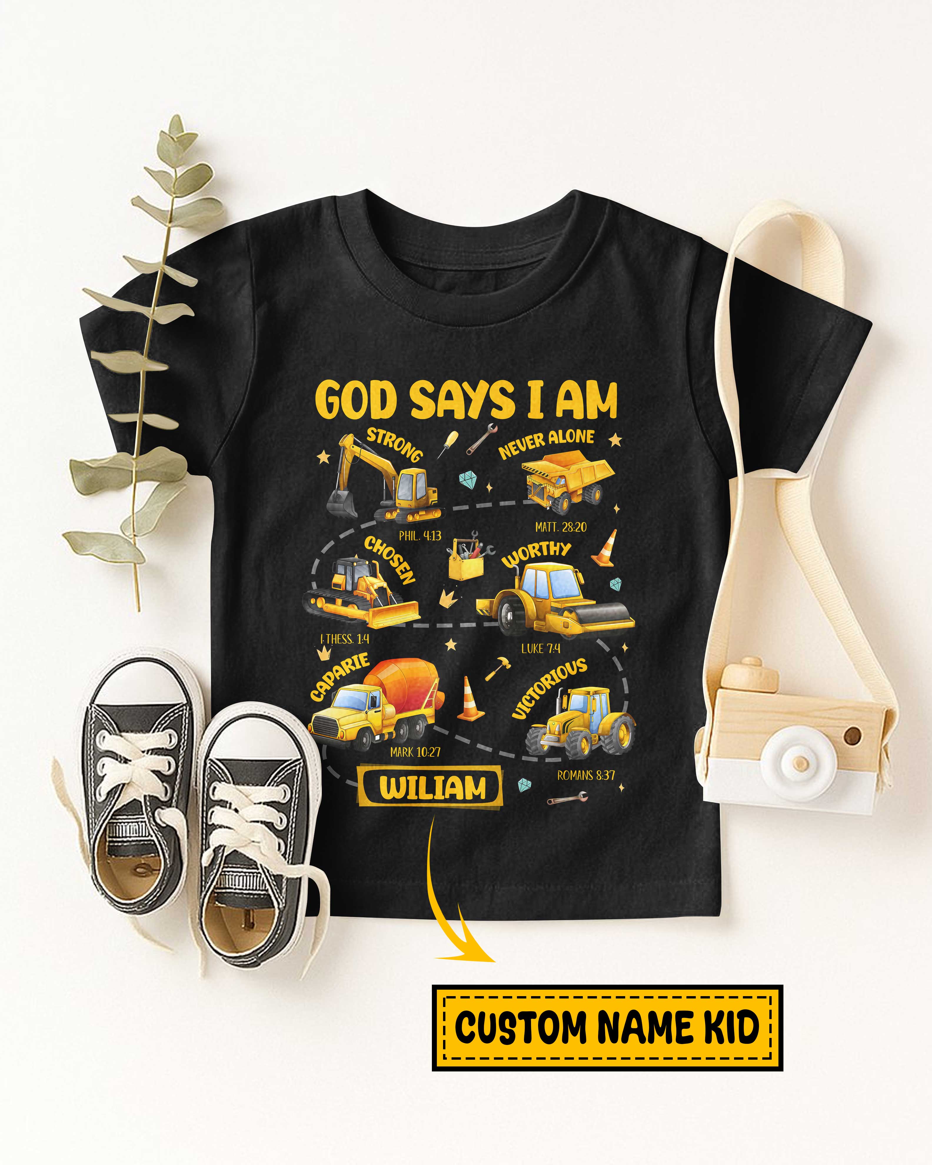 God Says I Am Boys Truck T-Shirt Kid