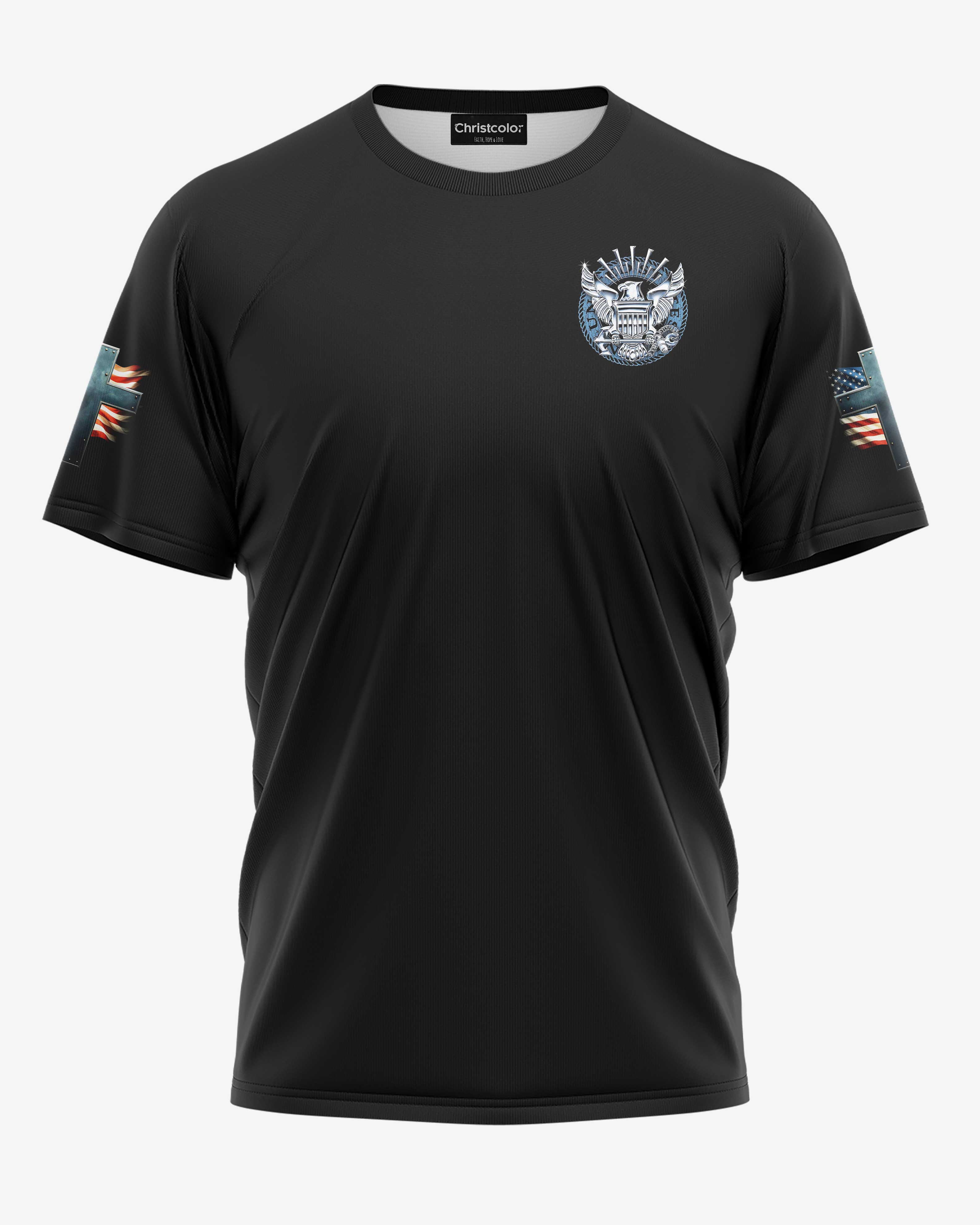 My Ship May Rest But My Faith Never Does Navy Strong God Strong All Over Print T-Shirt