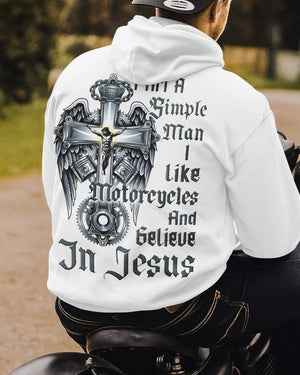 I Am A Simple Man I Like Motorcycles And Believe In Jesus Hoodie
