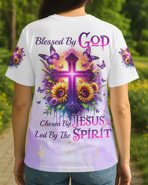 Blessed By God Chosen By Jesus Led By The Spirit All Over Print T-Shirt