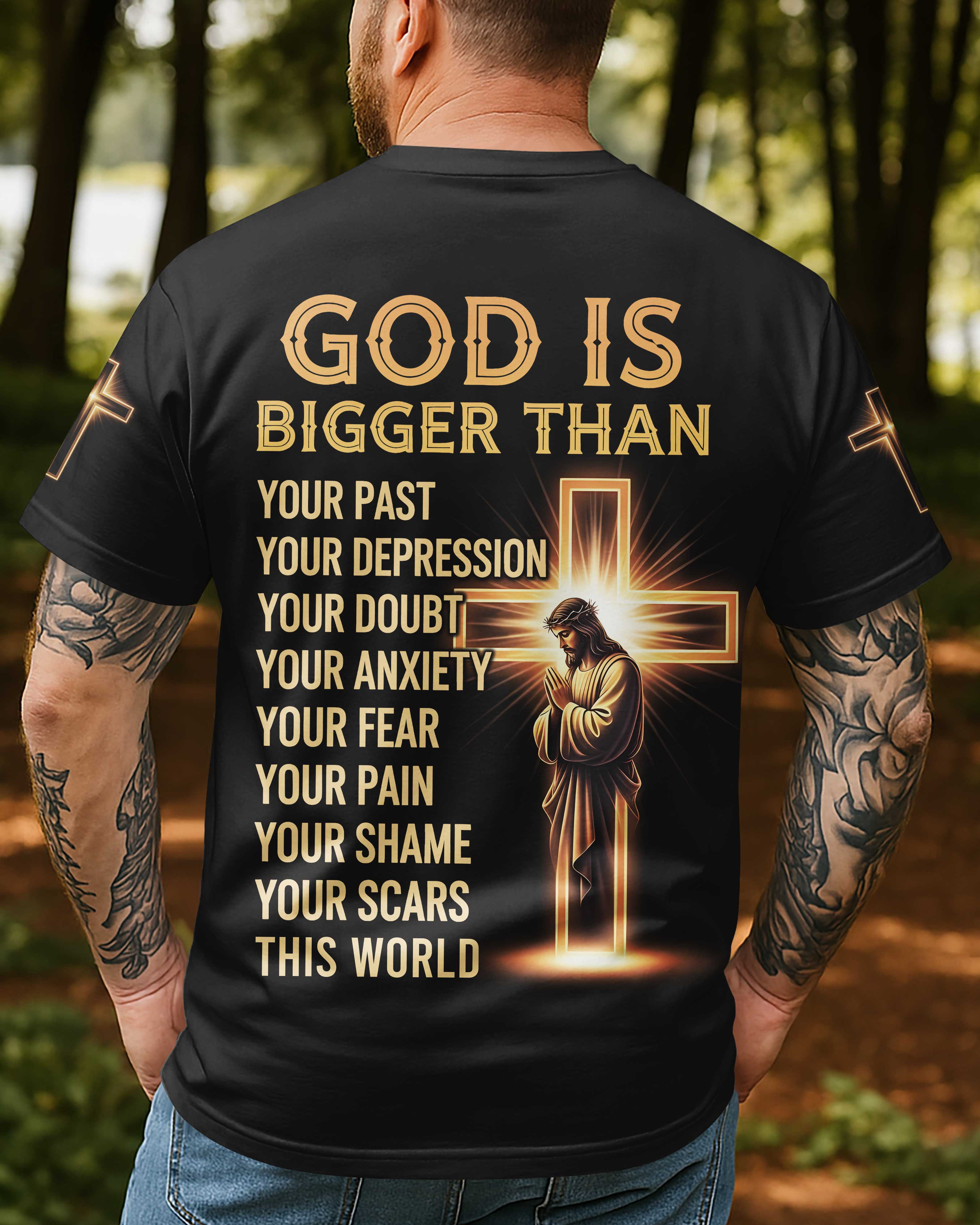God Is Bigger Than All Over Print T-Shirt