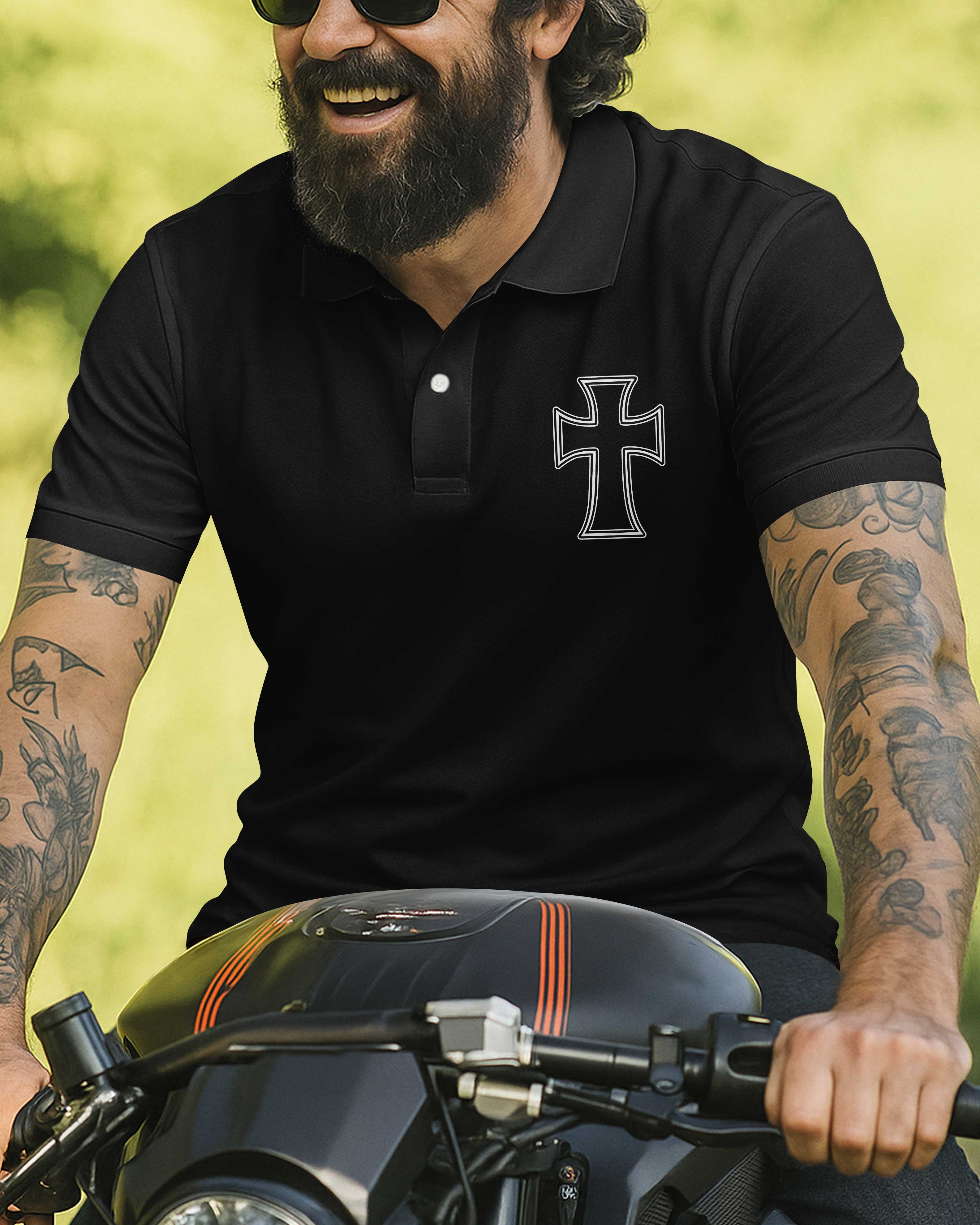 He Died For Me Now I Ride For Him All Over Print Polo