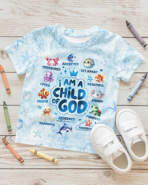 I Am A Child Of God All Ocean Animals Over Print T-Shirt Kid