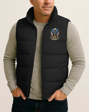 Veteran Don't Thank Me Thank My Brothers Who Never Came Back Now Resting In Jesus' Arms All Over Print Sleeveless Puffer Jacket