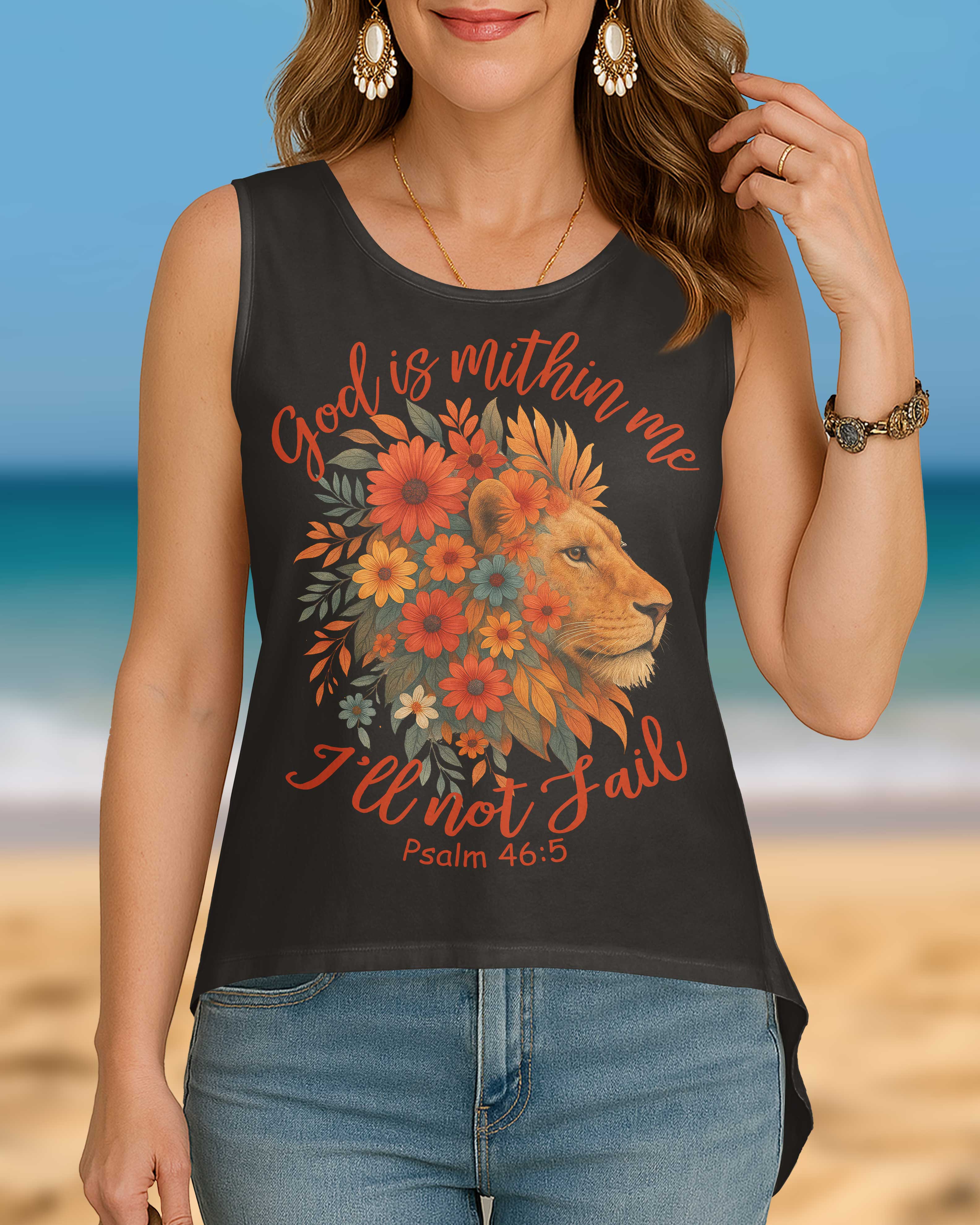 God Is Within Me I'll Not Fail Psalm Crop Out Wrap Back Tank Top