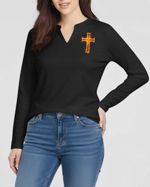 I Don't Know How My Story Ends But It Will Never Say I Gave Up All Over Print V-neck Long Sleeves Shirt