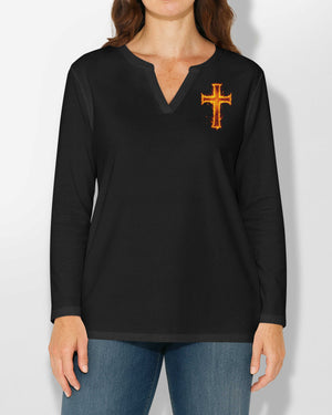 I Don't Know How My Story Ends But It Will Never Say I Gave Up All Over Print V-neck Long Sleeves Shirt