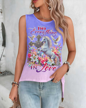 Do Everything In Love All Over Print Cut Out Wrap Back Tank Top