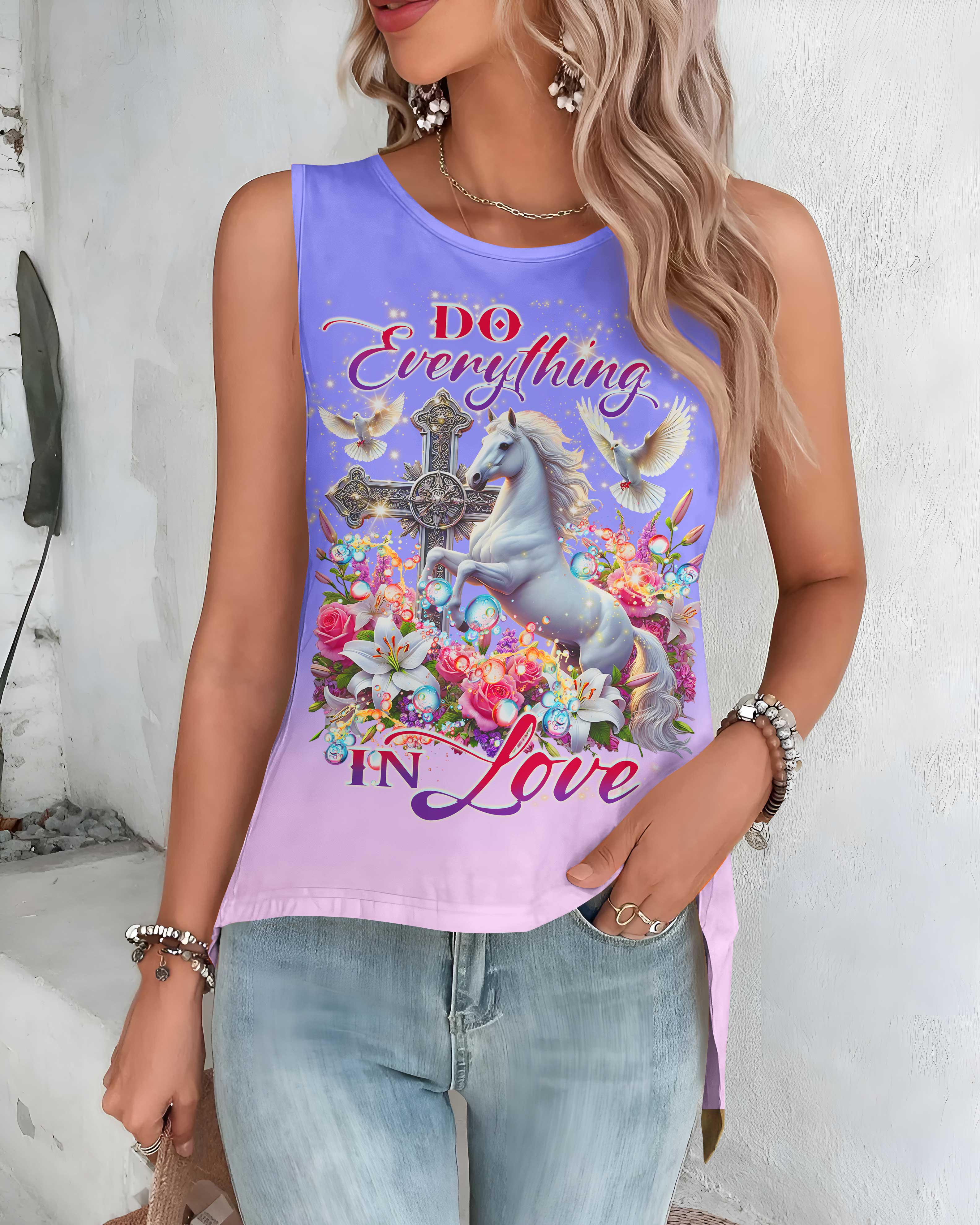 Do Everything In Love All Over Print Cut Out Wrap Back Tank Top