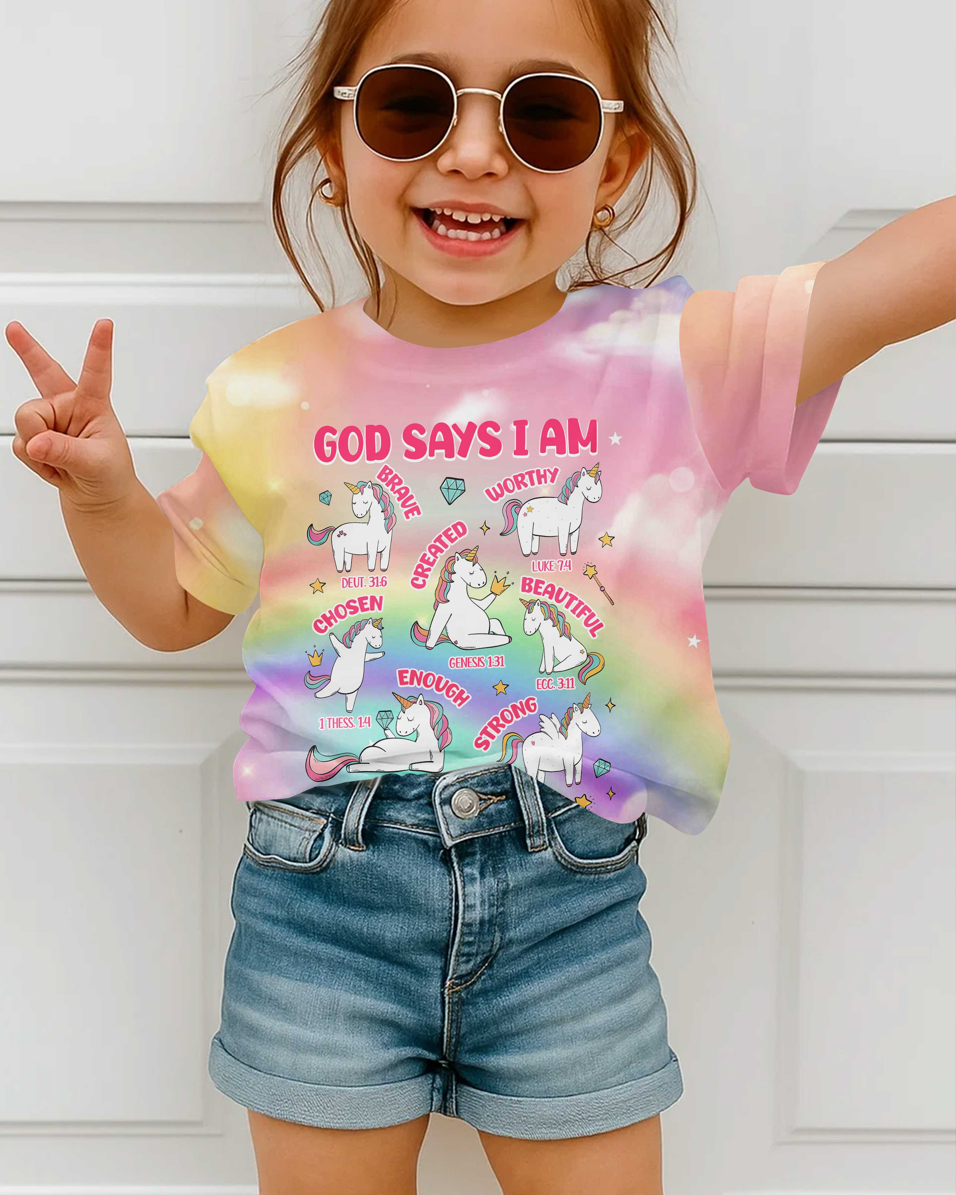God Says I Am All Over Print T-Shirt Kid