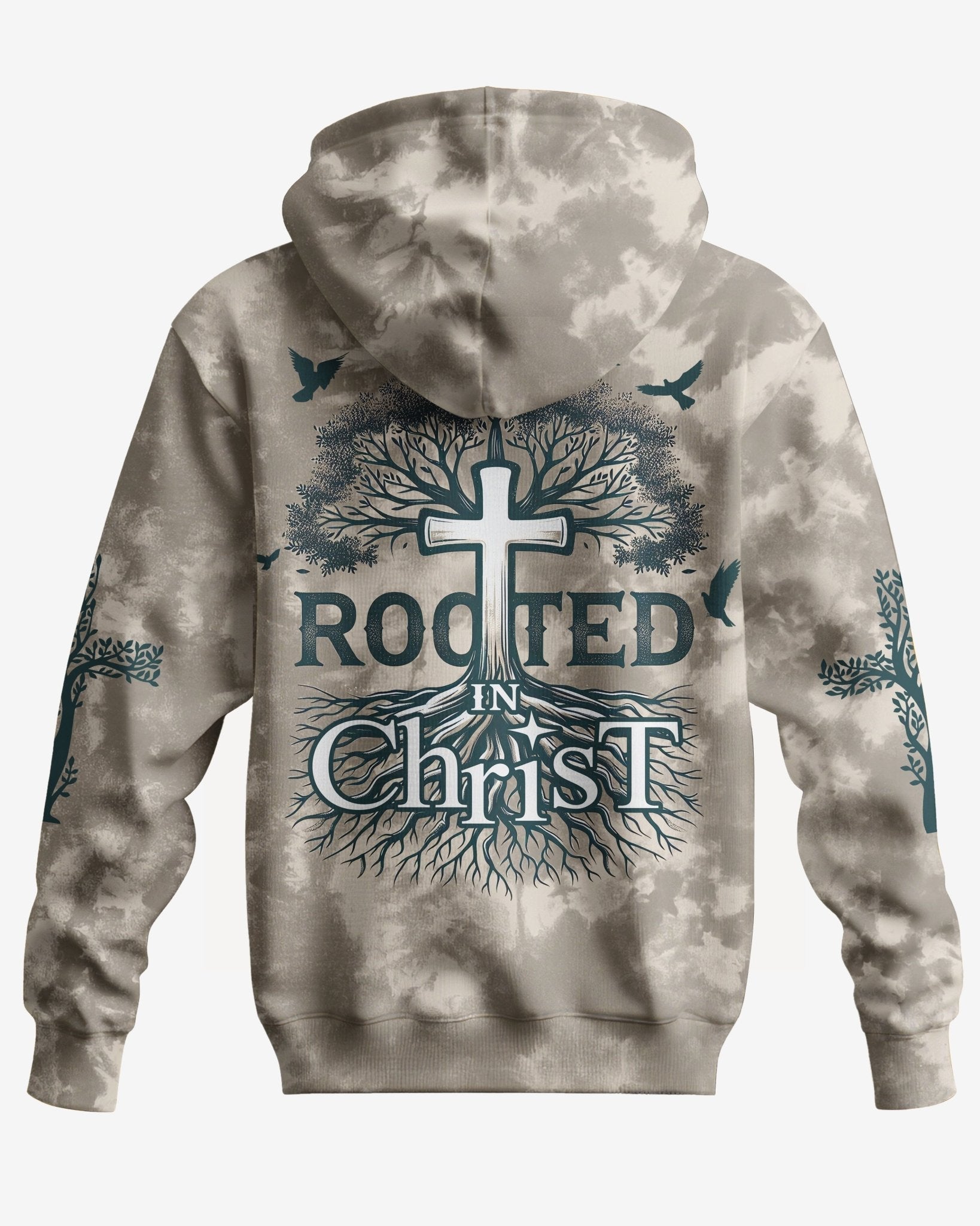 Rooted In Christ All Over Print Zip Hoodie