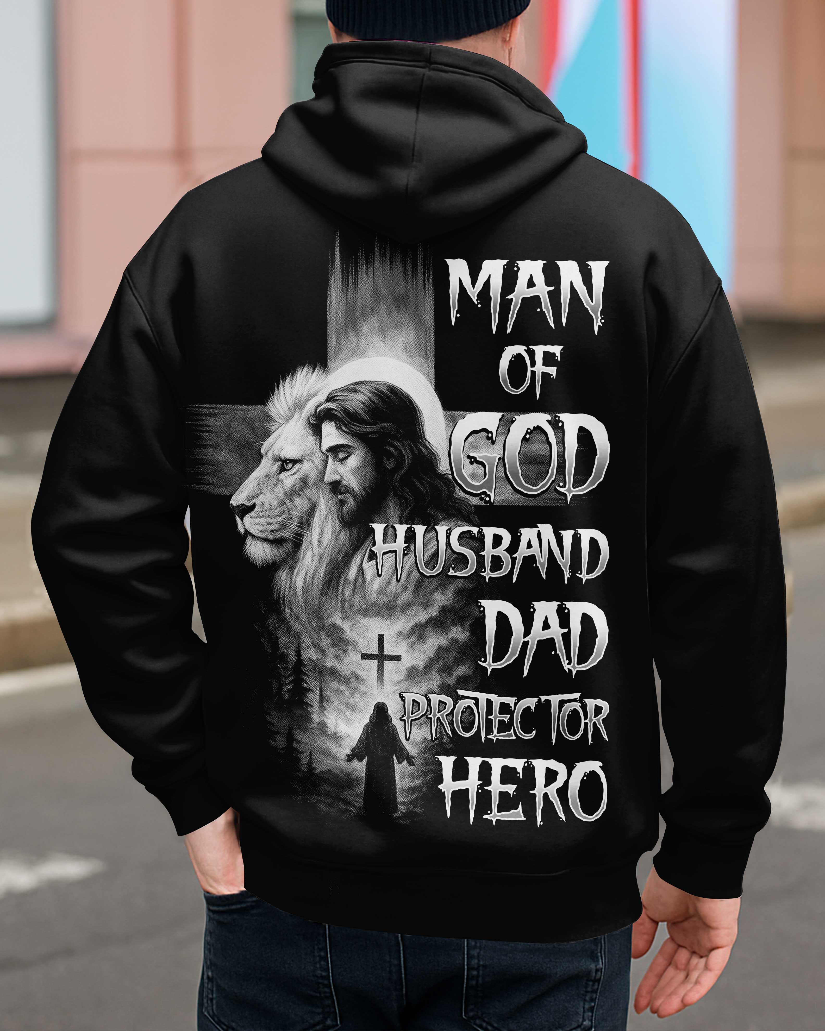 Man Of God Husband Dad Protector Hero Shirt