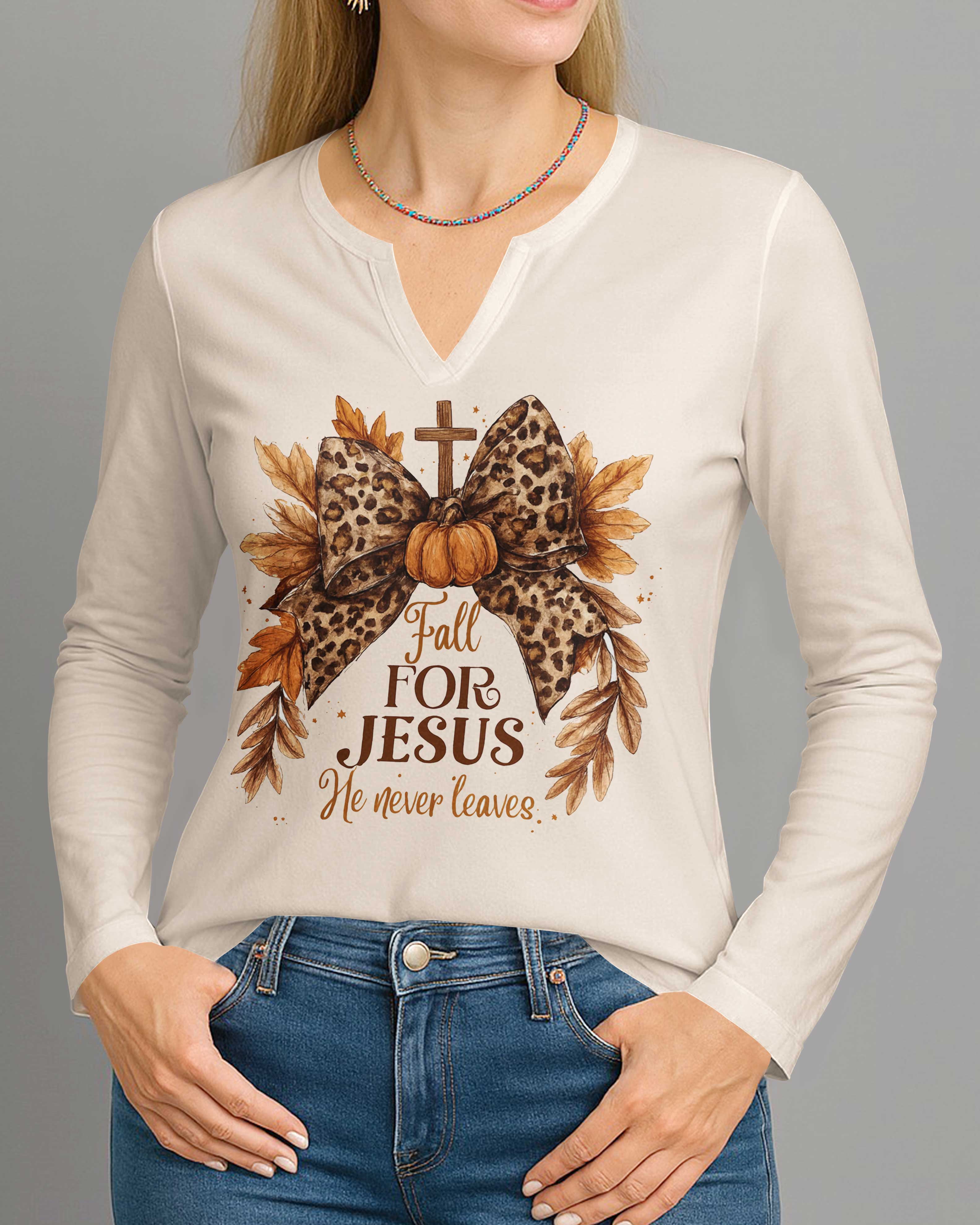 Give Thanks To The Lord V-neck Long Sleeves Shirt