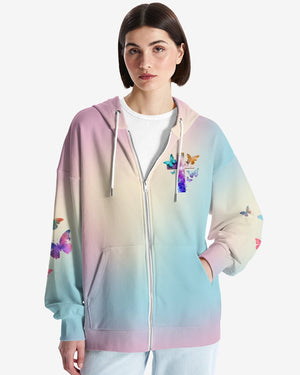 Butterfly Faith Hope Love All Over Print Zip Hoodie