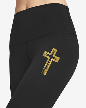 God Steps In Miracles Happen All Over Print Leggings