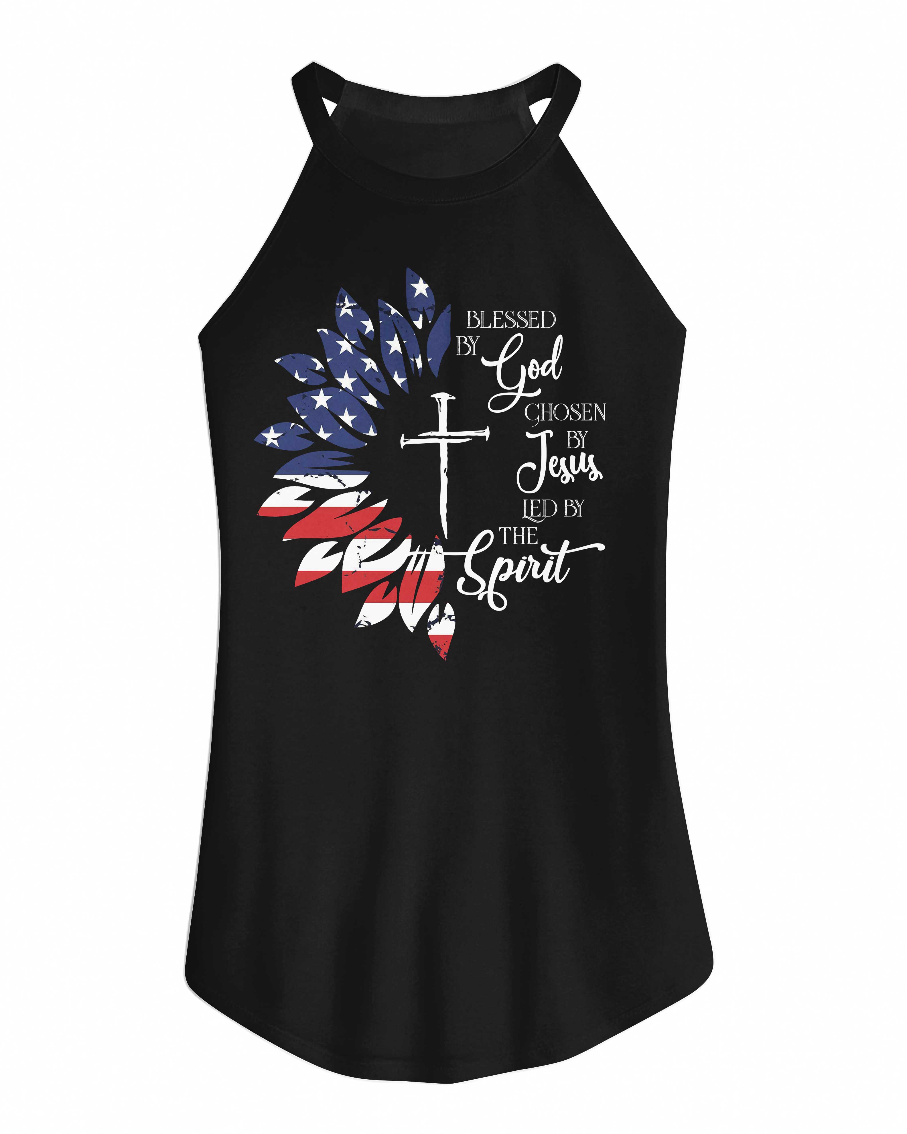 Blessed By God Chosen By Jesus Led By The Spirit Rocker Tank Top