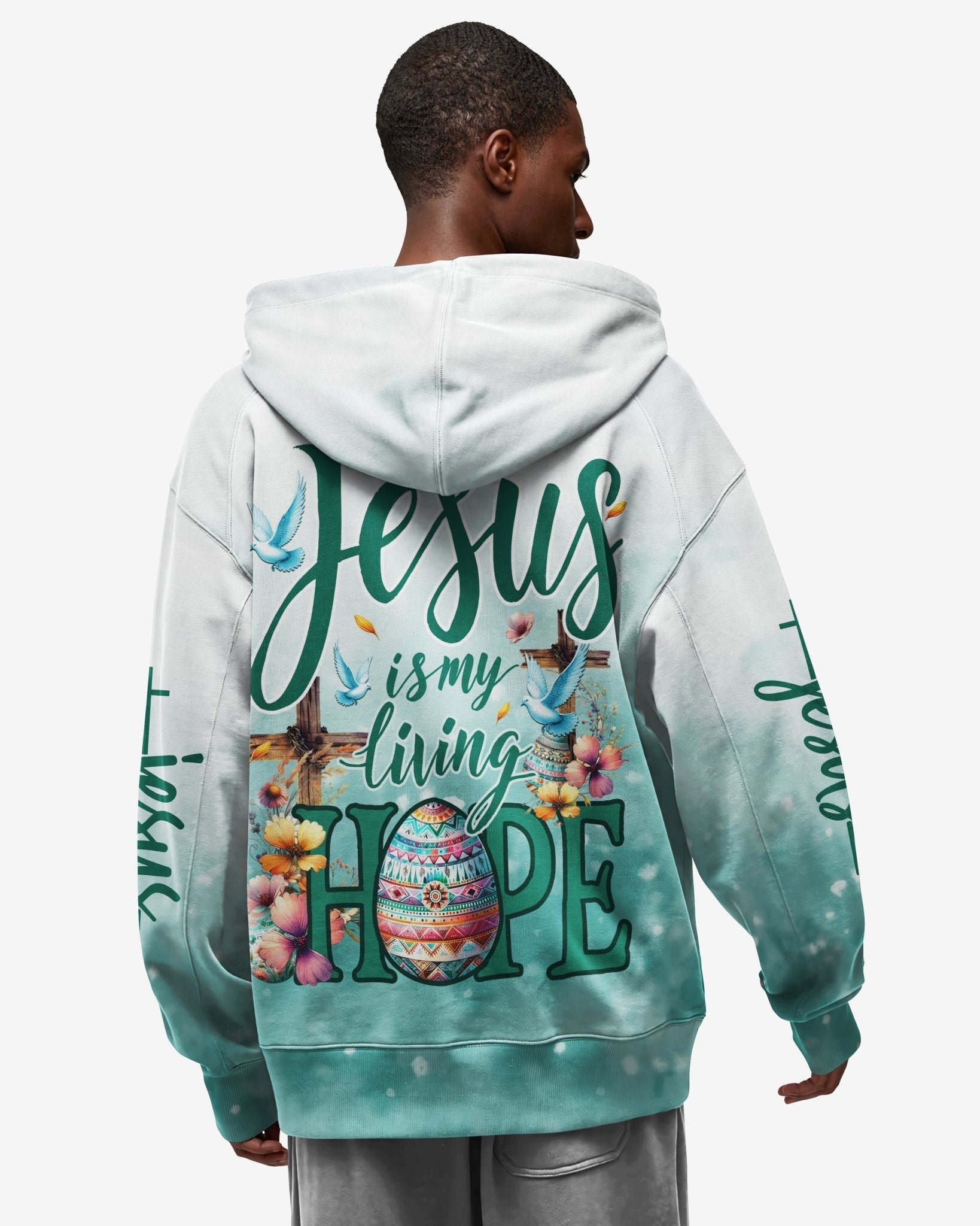 Jesus Is My Living Hope All Over Print Zip Hoodie