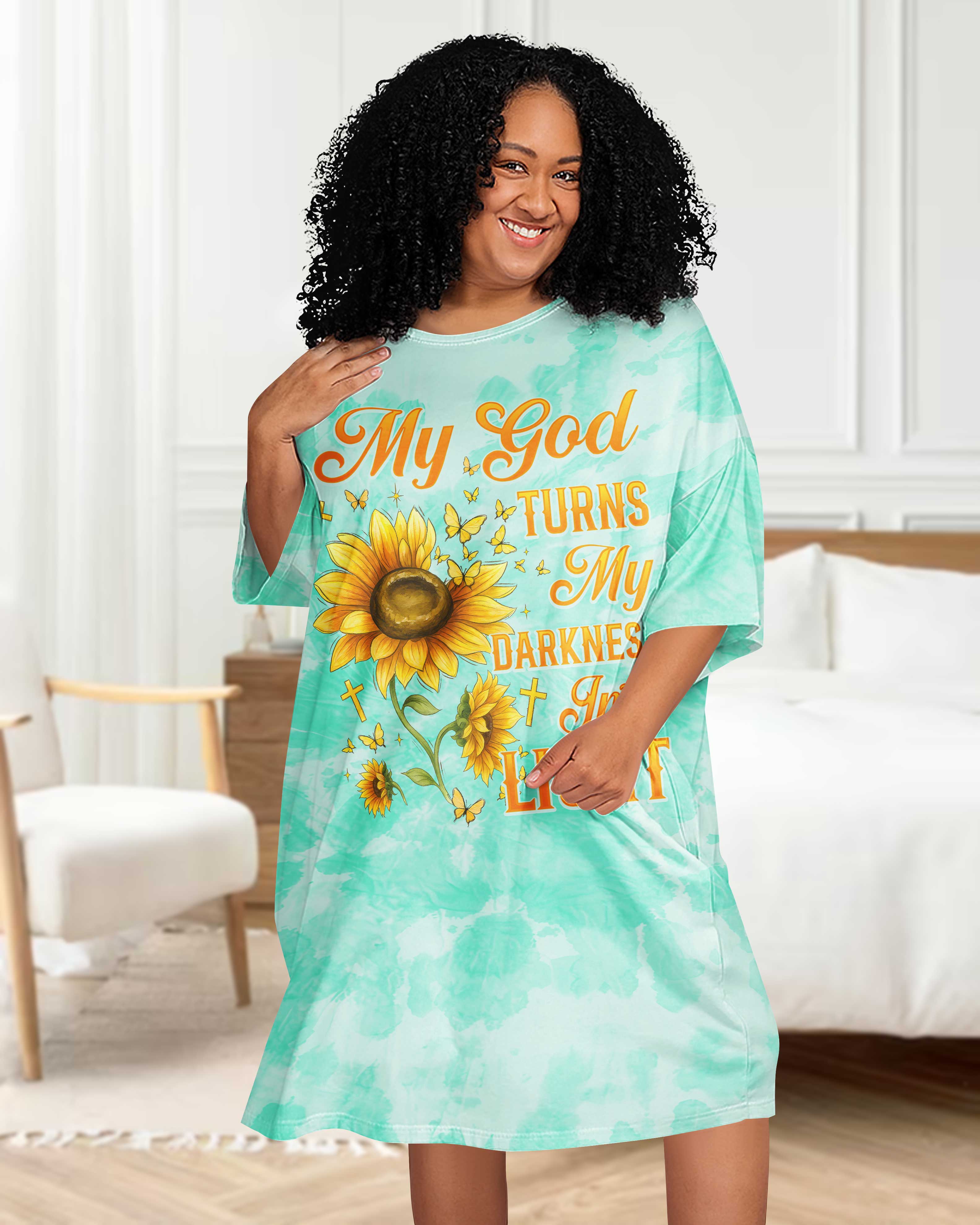 My God Turns My Darkness Into Light Sleep Tee