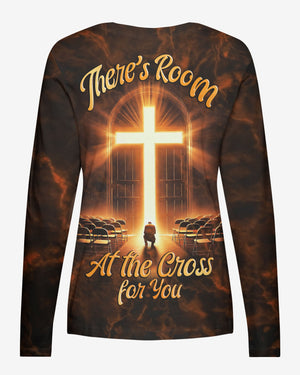 There's Room At The Cross For You All Over Print V-neck Long Sleeves Shirt
