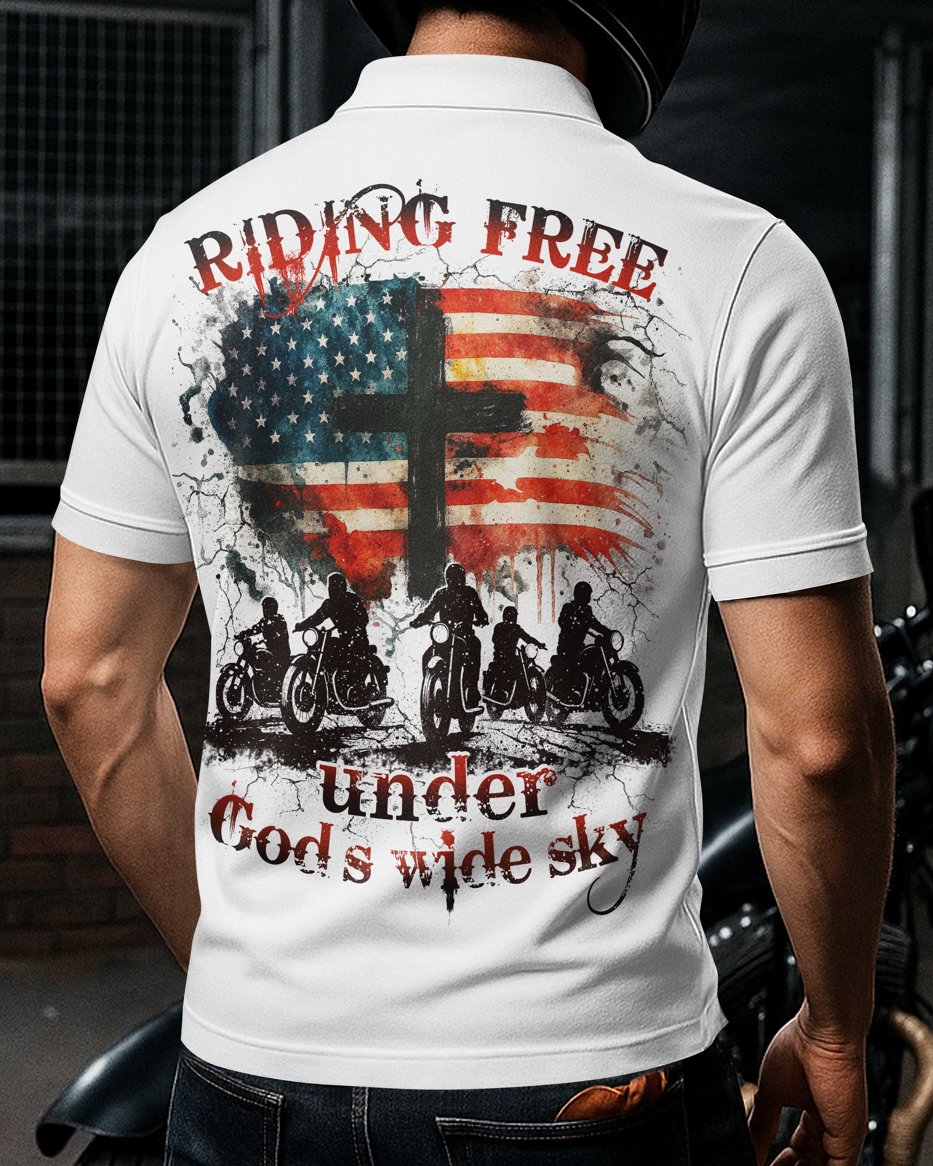 Riding Free Under God's Wide Sky All Over Print Polo