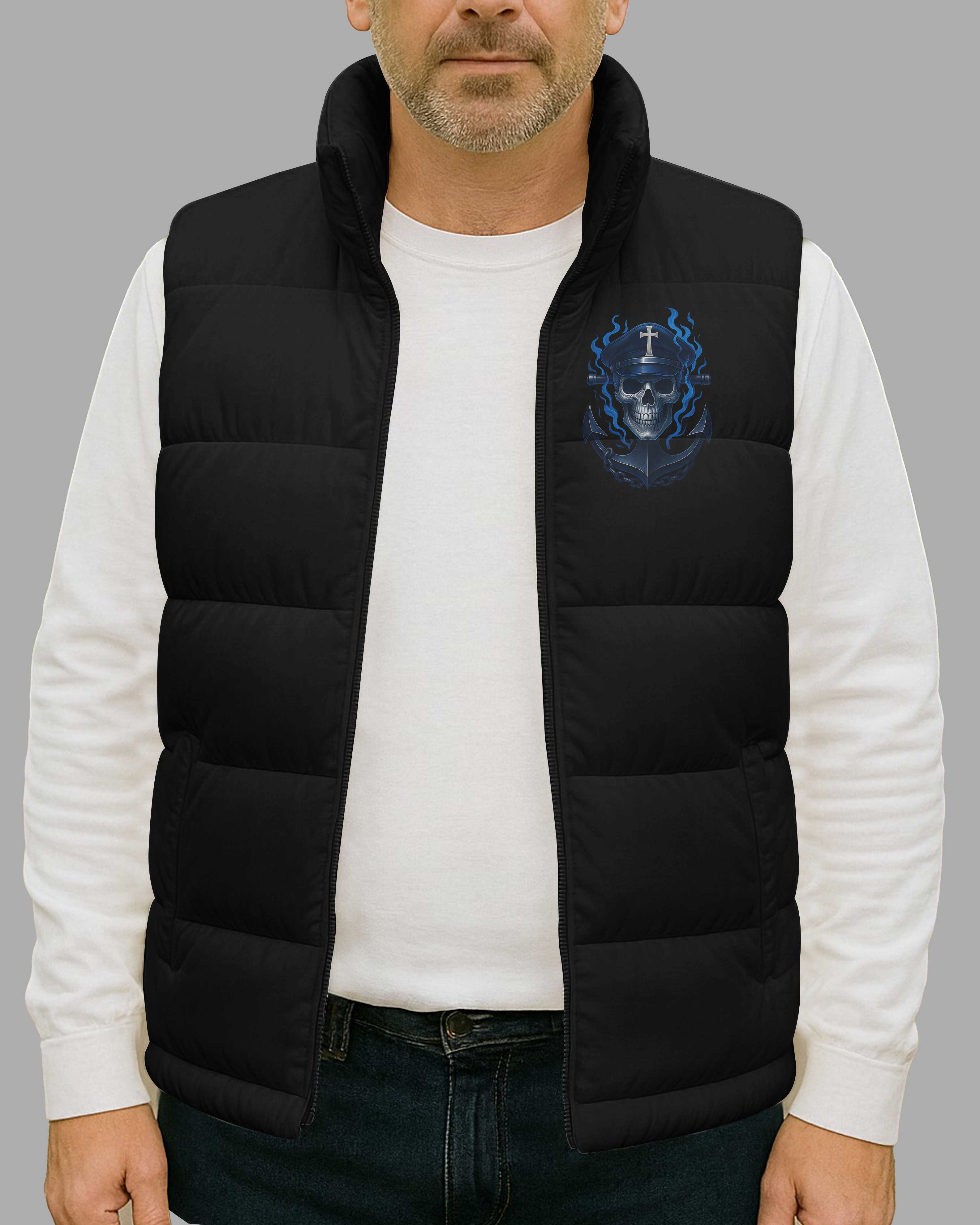 When Army Strong Isn't Enough God Sent U.S. Navy All Over Print Sleeveless Puffer Jacket