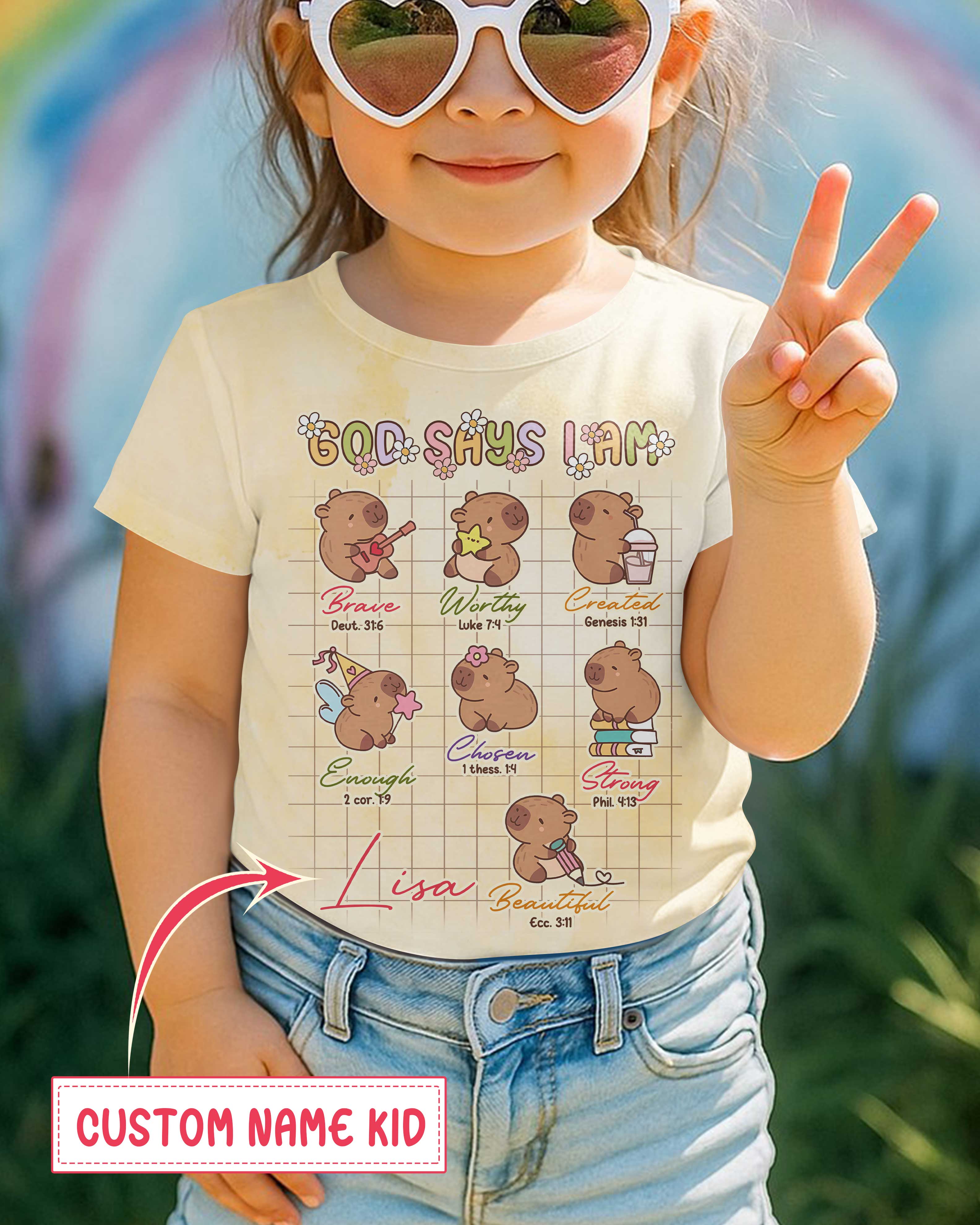 God Says I Am Cute Capybara All Over Print T-Shirt
