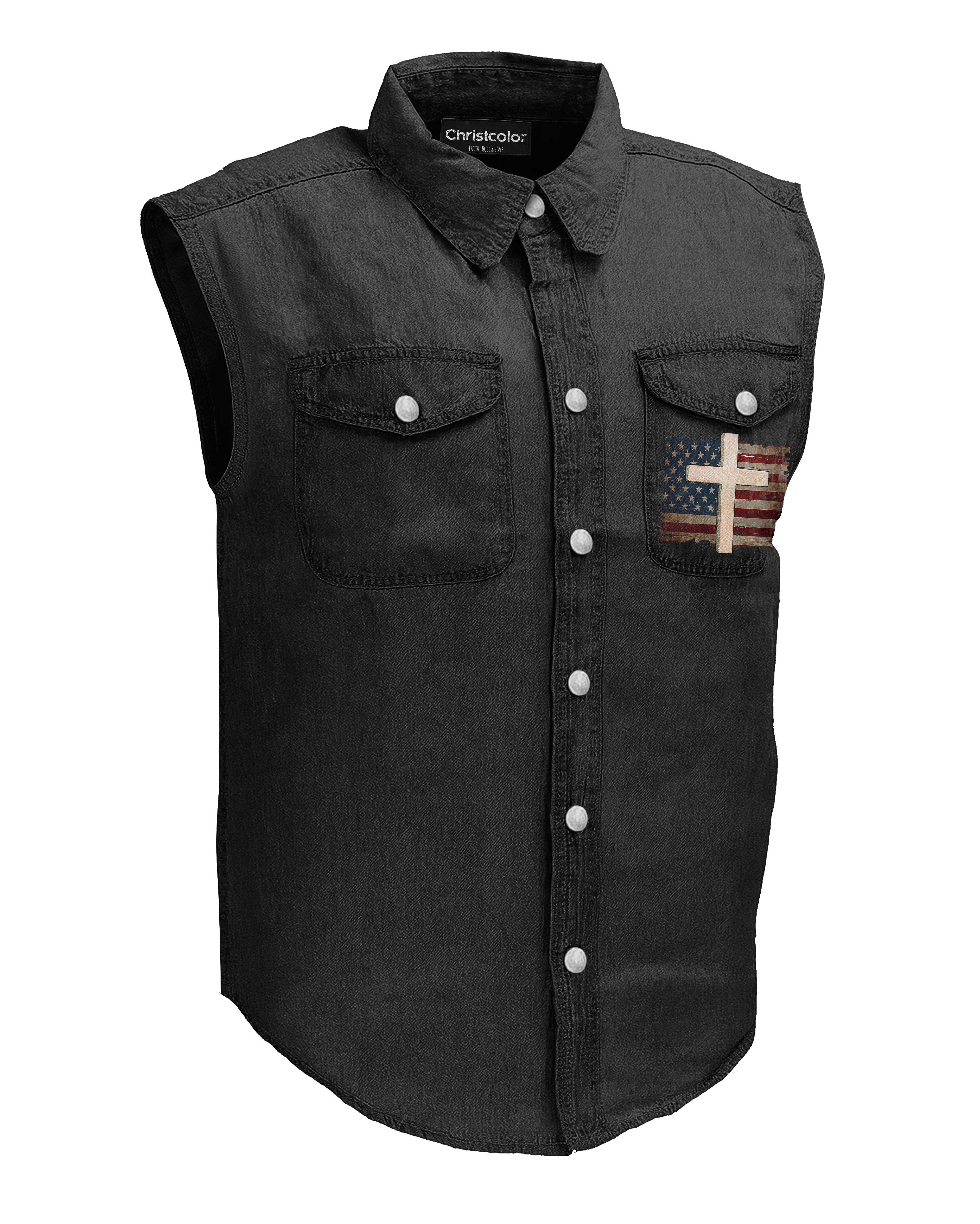 I Served My Country Denim Sleevesless Shirt