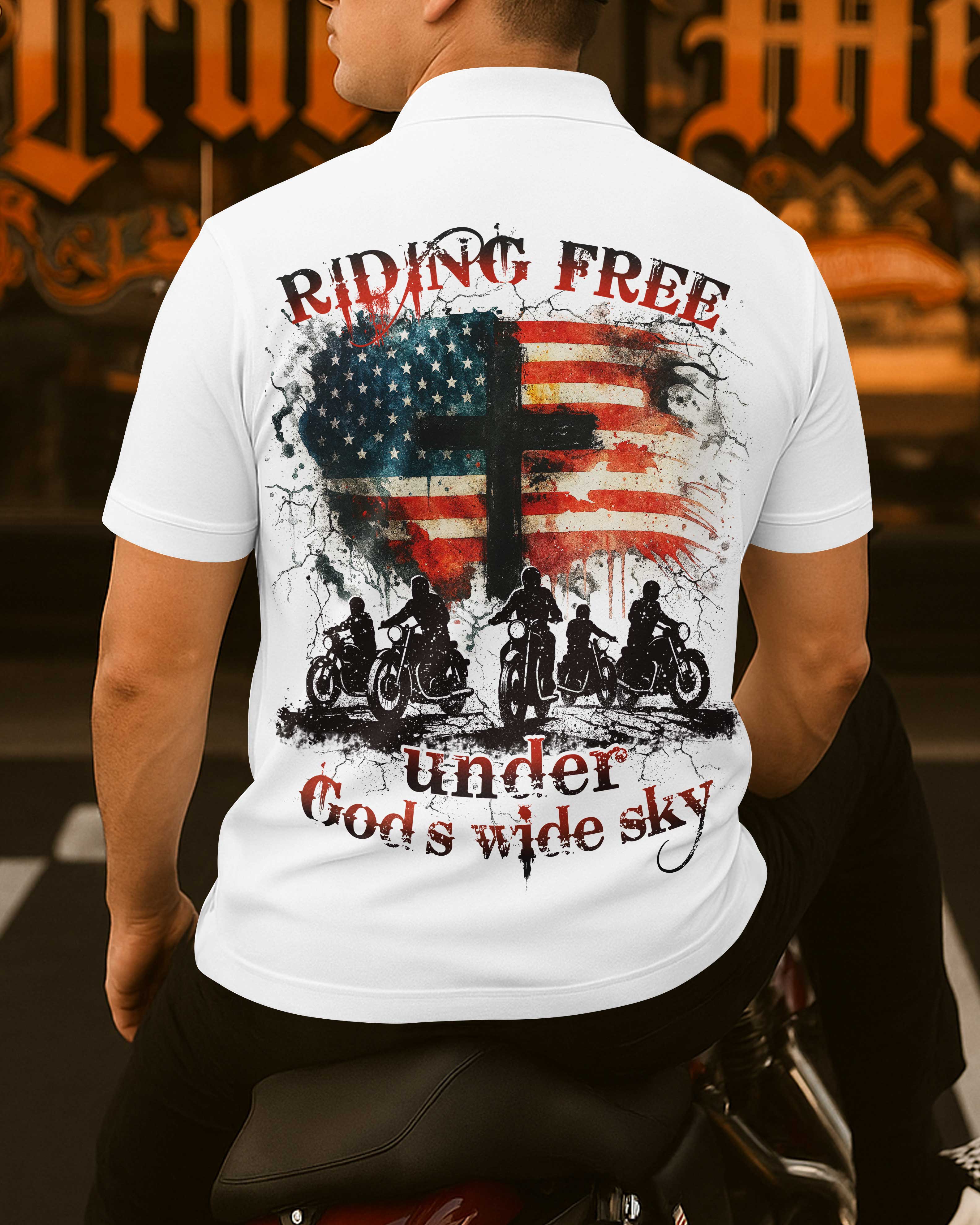 Riding Free Under God's Wide Sky All Over Print Polo
