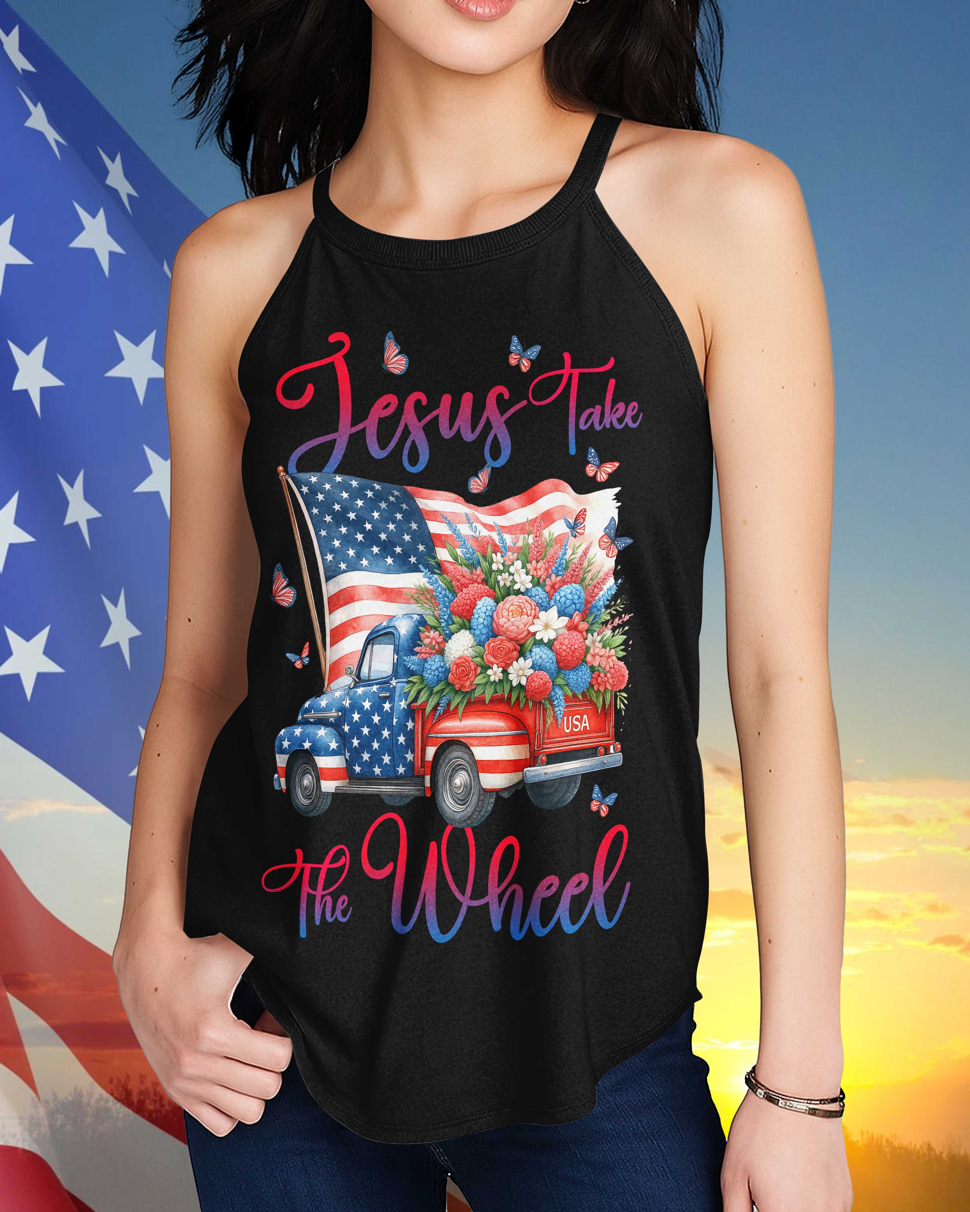 Jesus Take The Wheel Rocker Tank Top