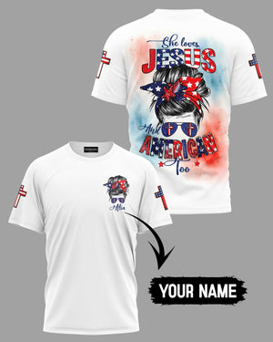 She Loves Jesus And American Too All Over Print T-Shirt