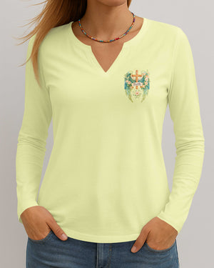 I Can Do All Things Faith Through Christ V-neck Long Sleeves Shirt