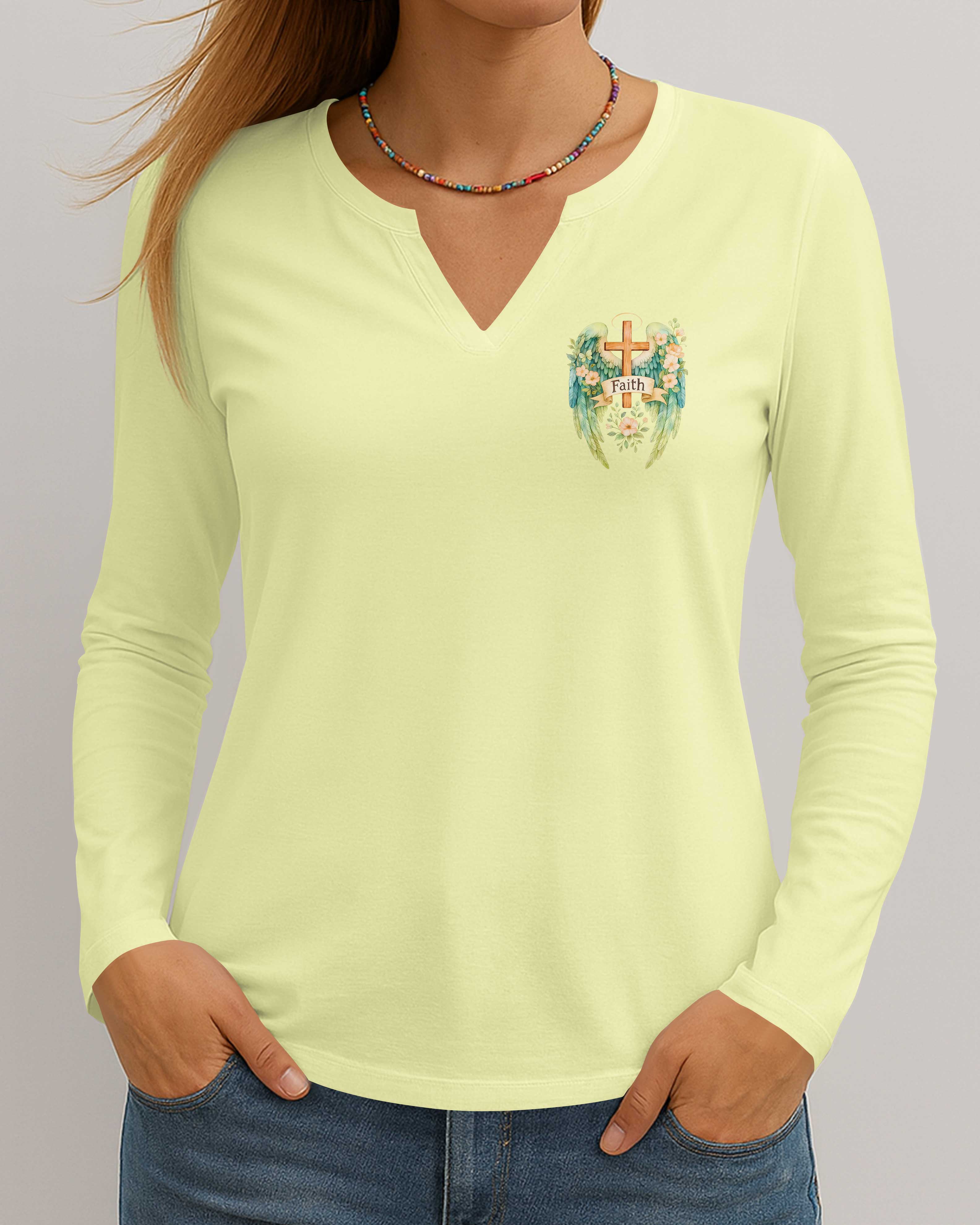 I Can Do All Things Faith Through Christ V-neck Long Sleeves Shirt