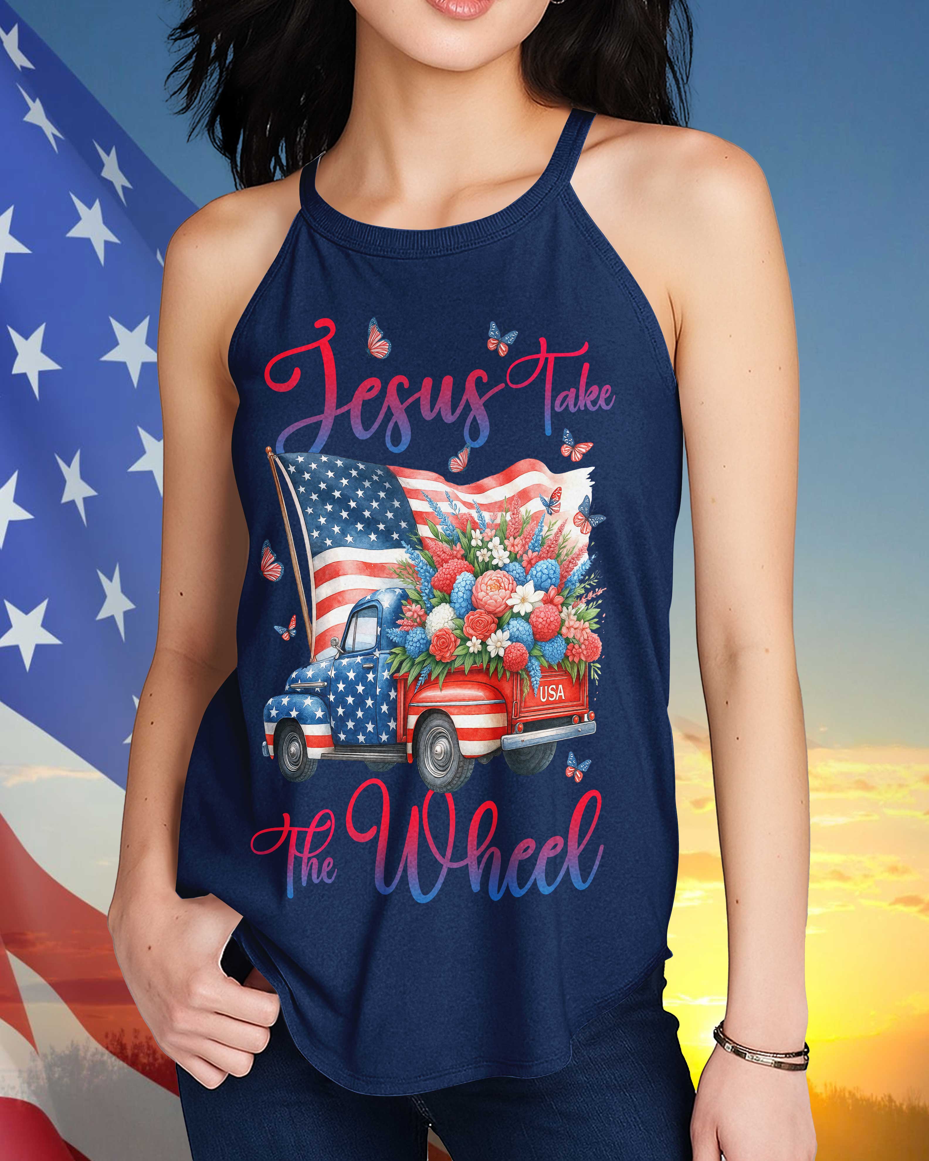 Jesus Take The Wheel Rocker Tank Top