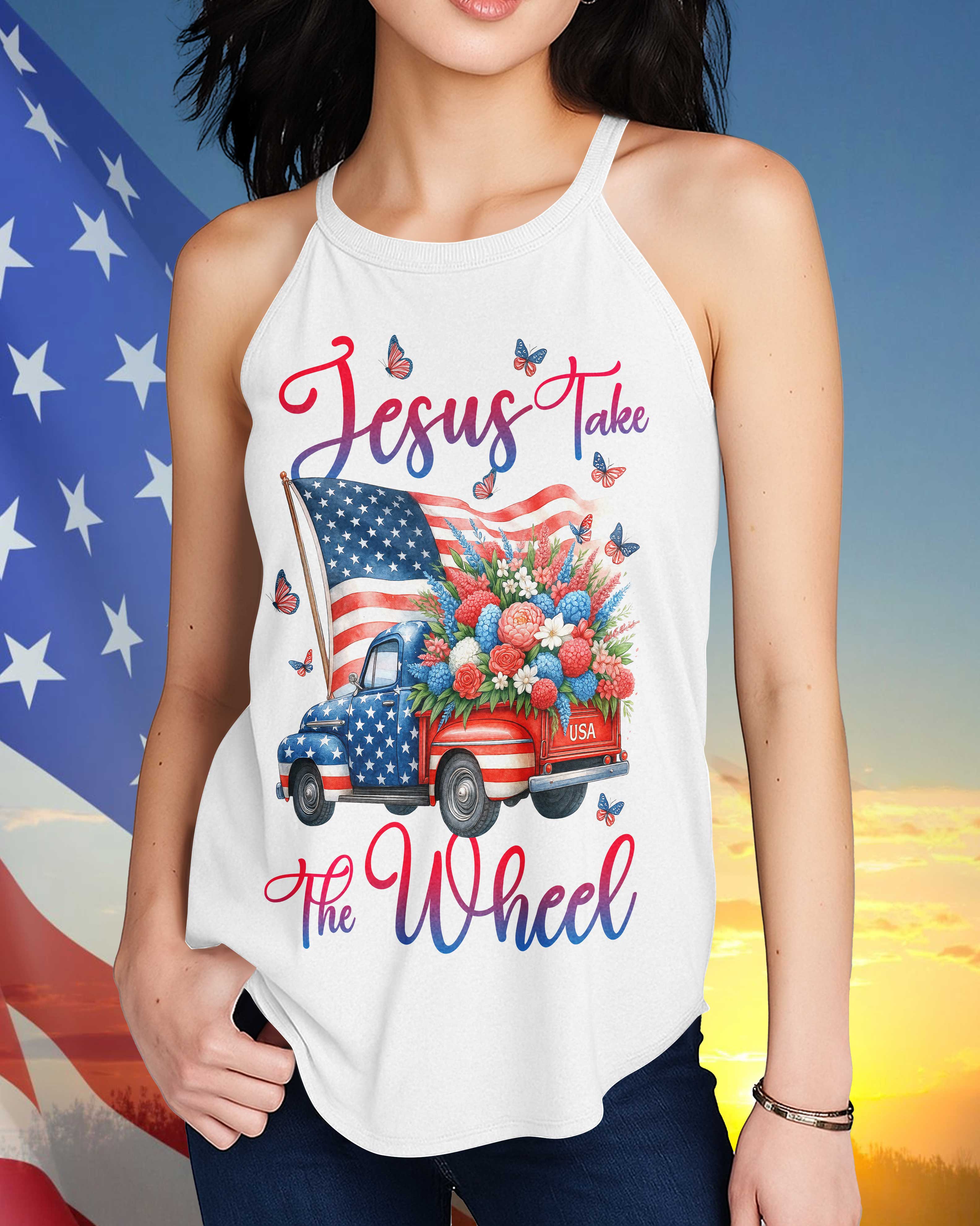Jesus Take The Wheel Rocker Tank Top