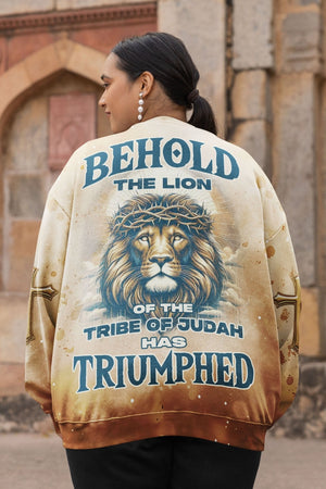 Behold The Lion Of The Tribe Of Judah Has Triumphed All Over Print Sweater