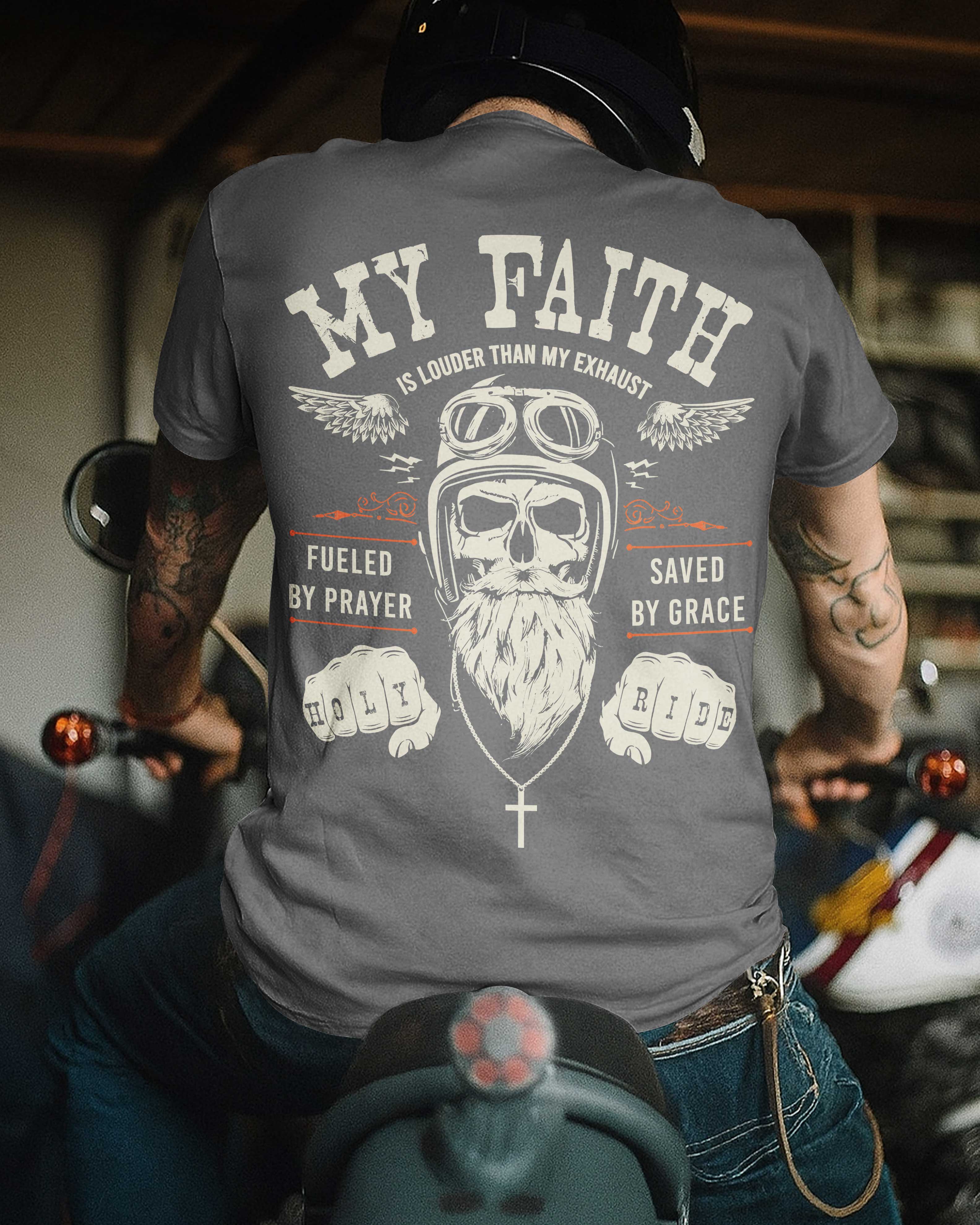 My Faith Is Louder Than My Exhaust All Over Print T-Shirt
