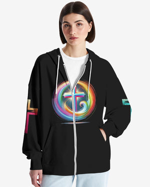 Rooted In Christ Jesus Is Light All Over Print Zip Hoodie