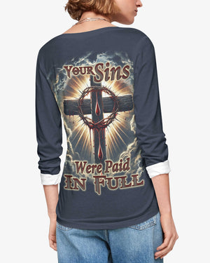 Your Sins Were Paid In Full All Over Print V-neck Long Sleeves Shirt
